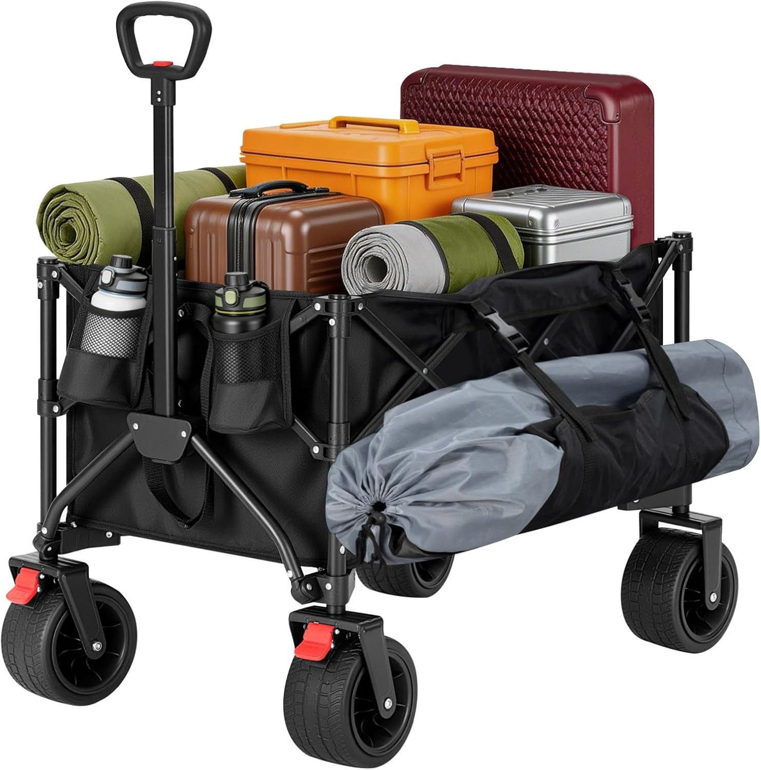 Woltu Bollerwagen (1-tlg), 150L faltbar, mit abnehmbaren Rädern & verstellbarem Griff