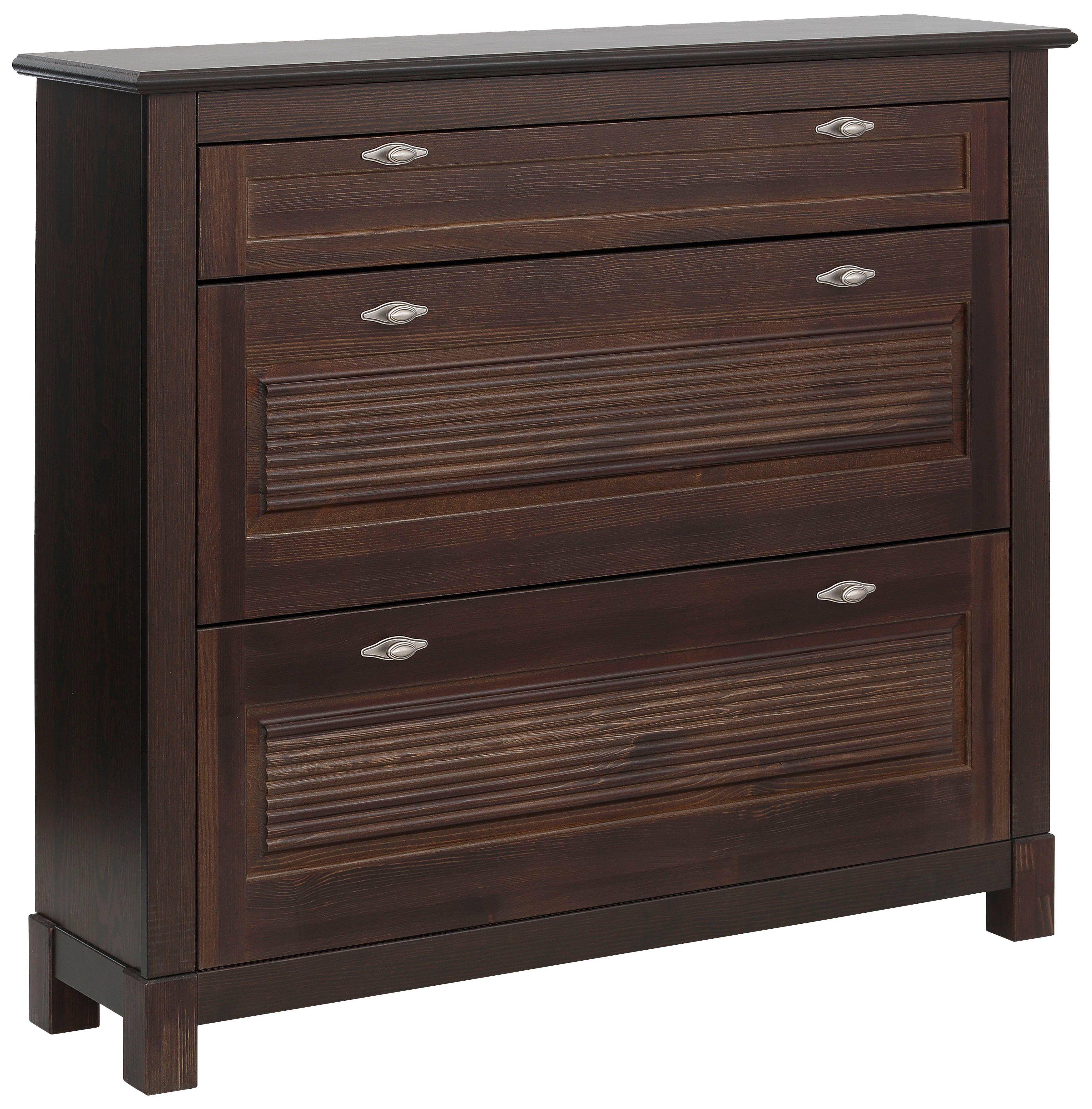 Home affaire Schuhkommode Rauna Schuhkipper, Schuhschrank (Breite 120 cm), Kiefer massiv, FSC®, 3-Fachschuhtrommel, ca. 24 Paar Schuhe