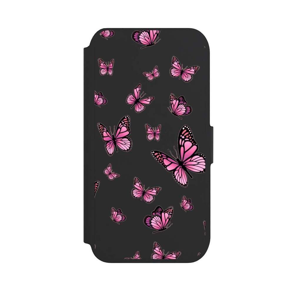 NIVOCASE Handyhülle Schmetterling Muster Motiv ohne Hintergrund Schmetterlinge Pink, Apple iPhone SE (2022) Klapphülle Handyhülle aus Kunst Leder