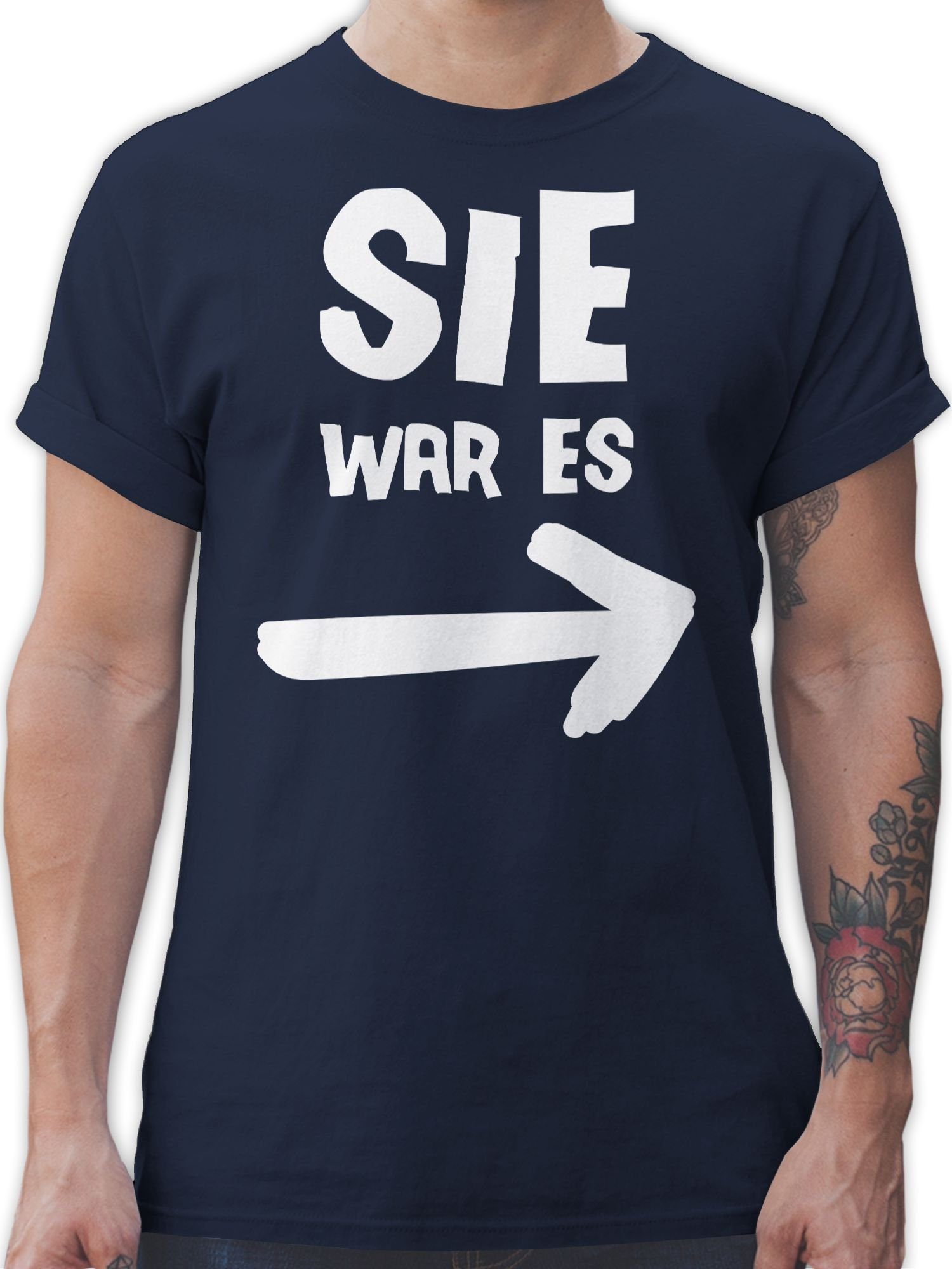 2 war Shirtracer Statement Spruch mit Sie es T-Shirt Navy Sprüche Blau