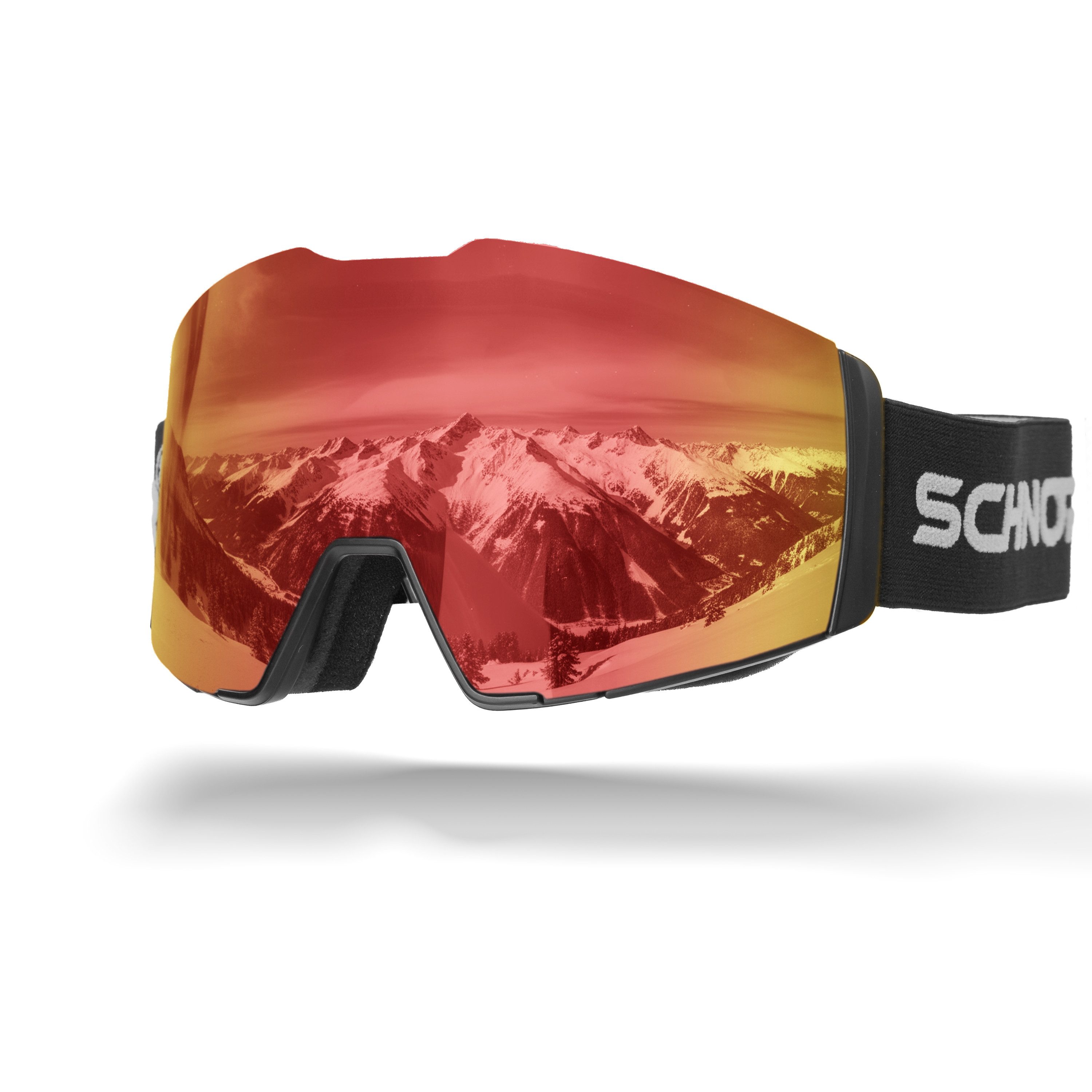 SCHNORR Sportbrille Schnorr Skibrille Edge Rot (S2), Full REVO, Anti-Fog, UV400, (1-St), Full REVO-Beschichtung Rot (S2)