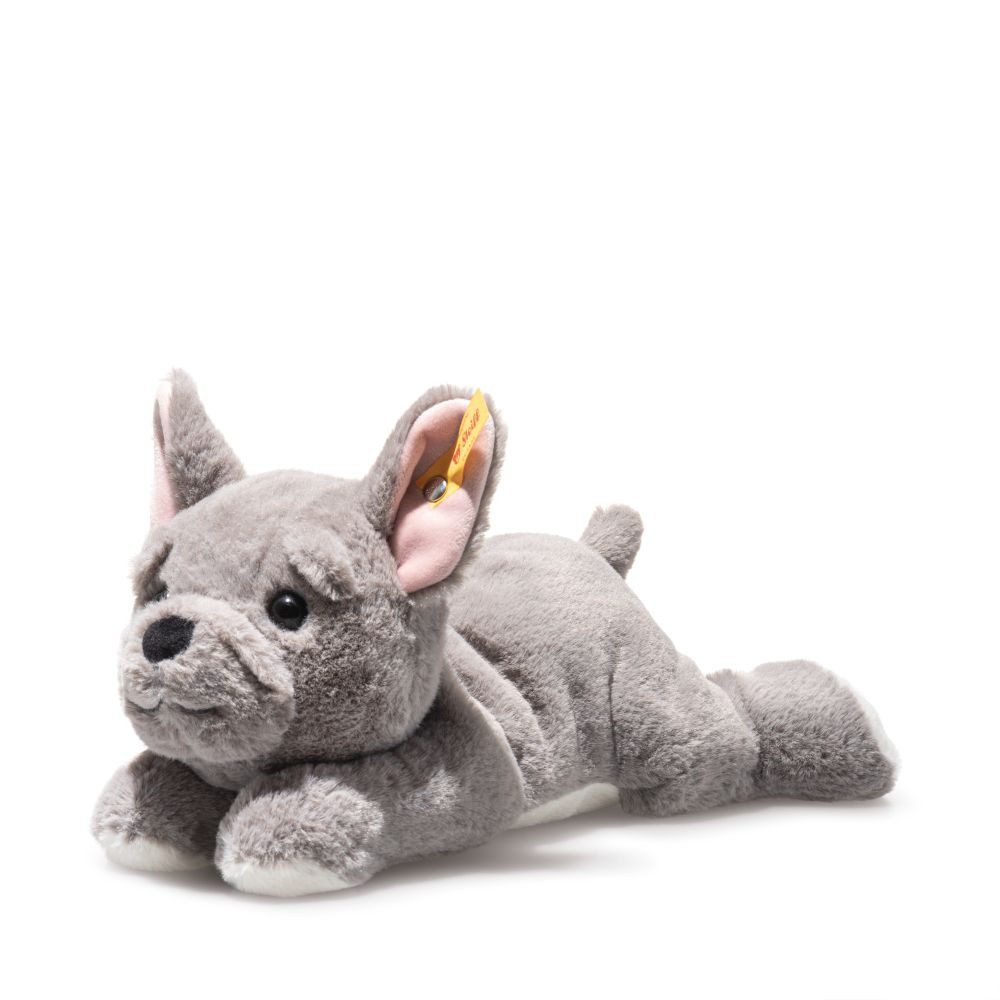 Steiff Kuscheltier Steiff Hund Französische Bulldogge Brie 24cm grau liegend 076114 Plüsc