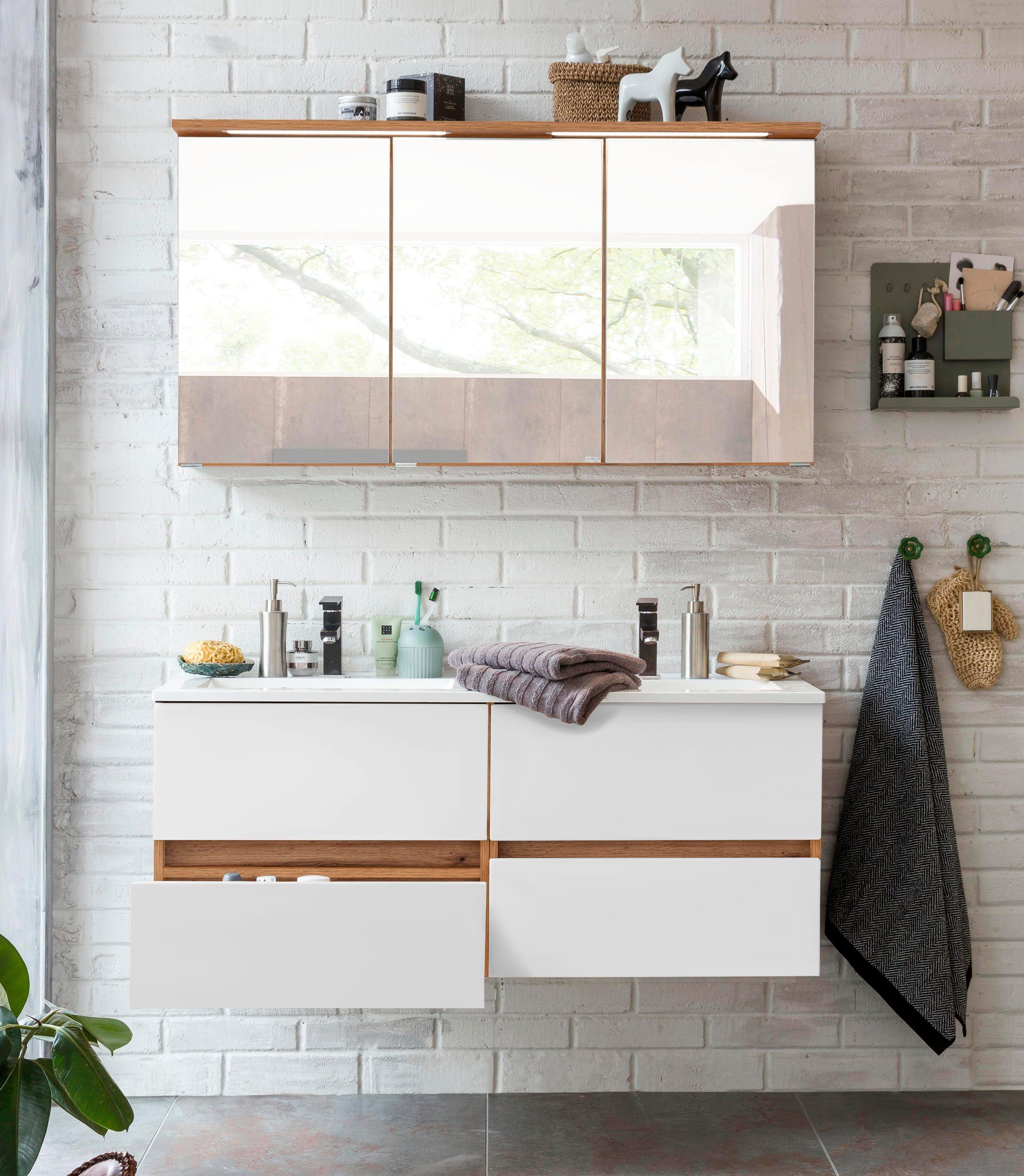 welltime Badmöbel-Set Lucca, (2-St), Doppelwaschtisch, Breite 120 cm günstig online kaufen