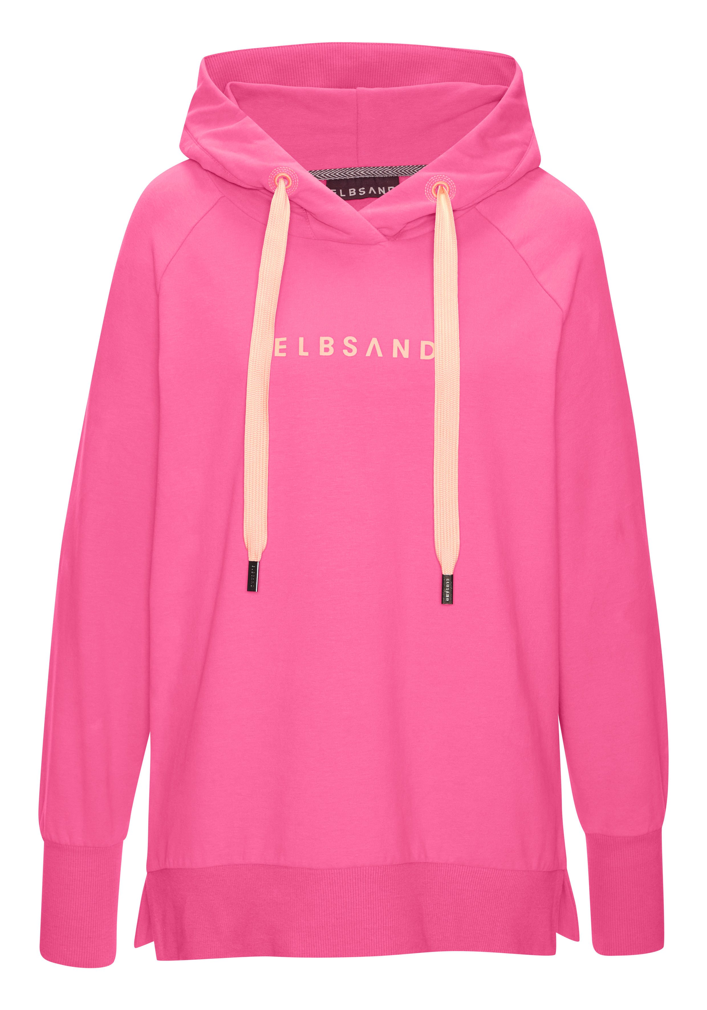 Elbsand Kapuzensweatshirt Svana mit Logoprint, bequemer Hoodie, seitliche Schlitze