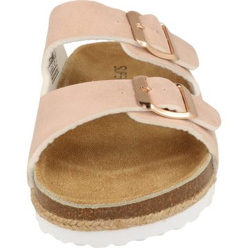 SUPERSOFT Damen Schuhe 274-614 Komfort Sandale Lederfußbett Bast Rosegold Pantolette