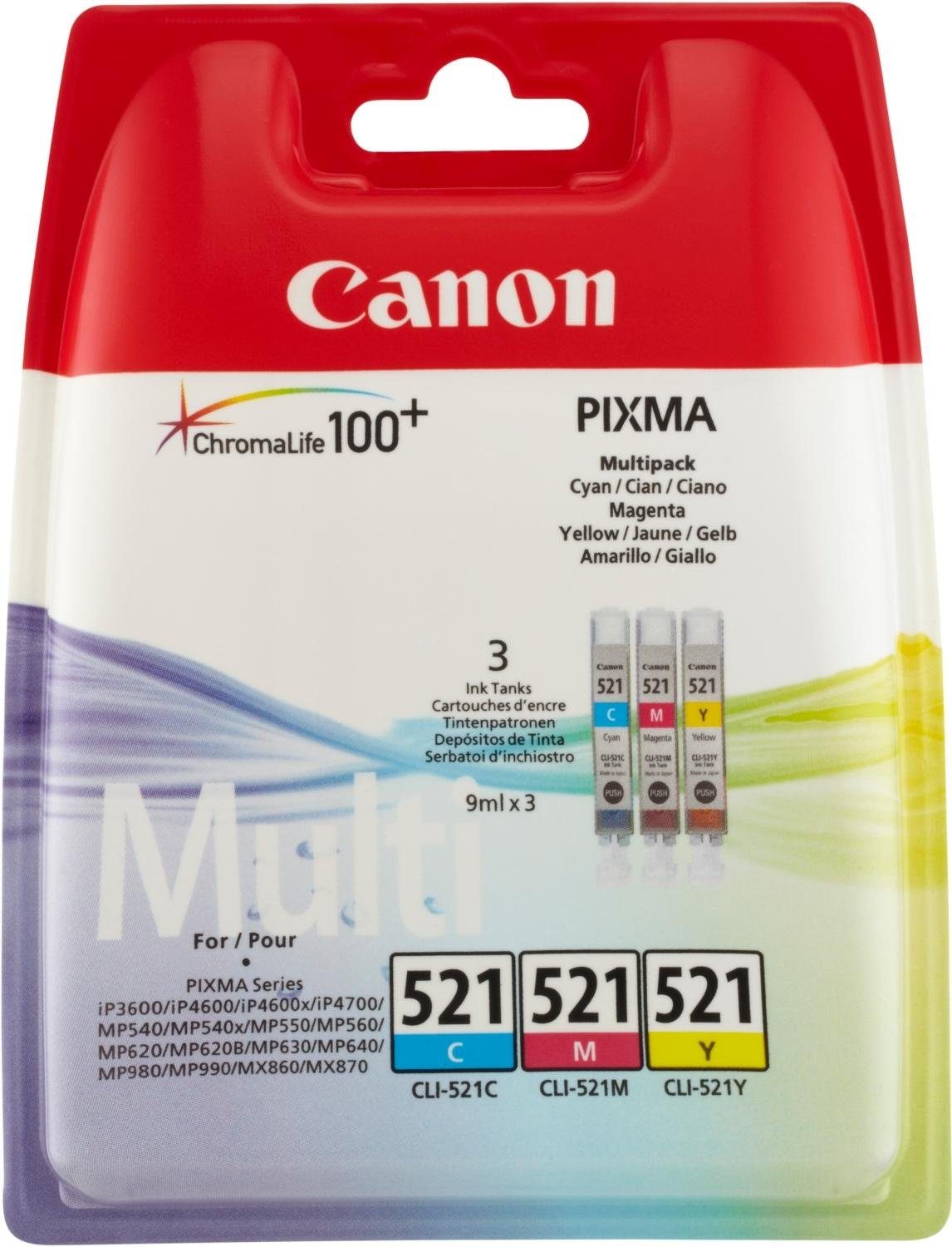Canon 3er Canon Original Patronen CLI-521 (2934B011) Multipack Tintenpatrone
