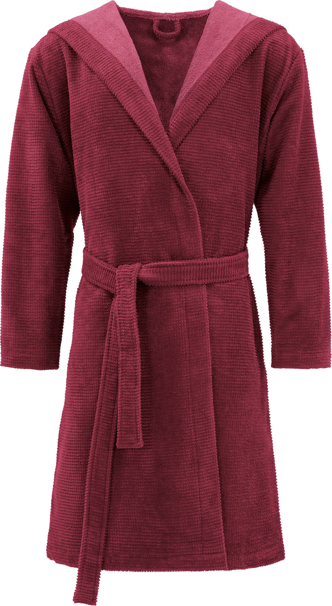 Erwin Müller Bademantel Unisex-Bademantel "Schwanau", Kurzform, mit Kapuze, default, Jacquard-Velours Uni