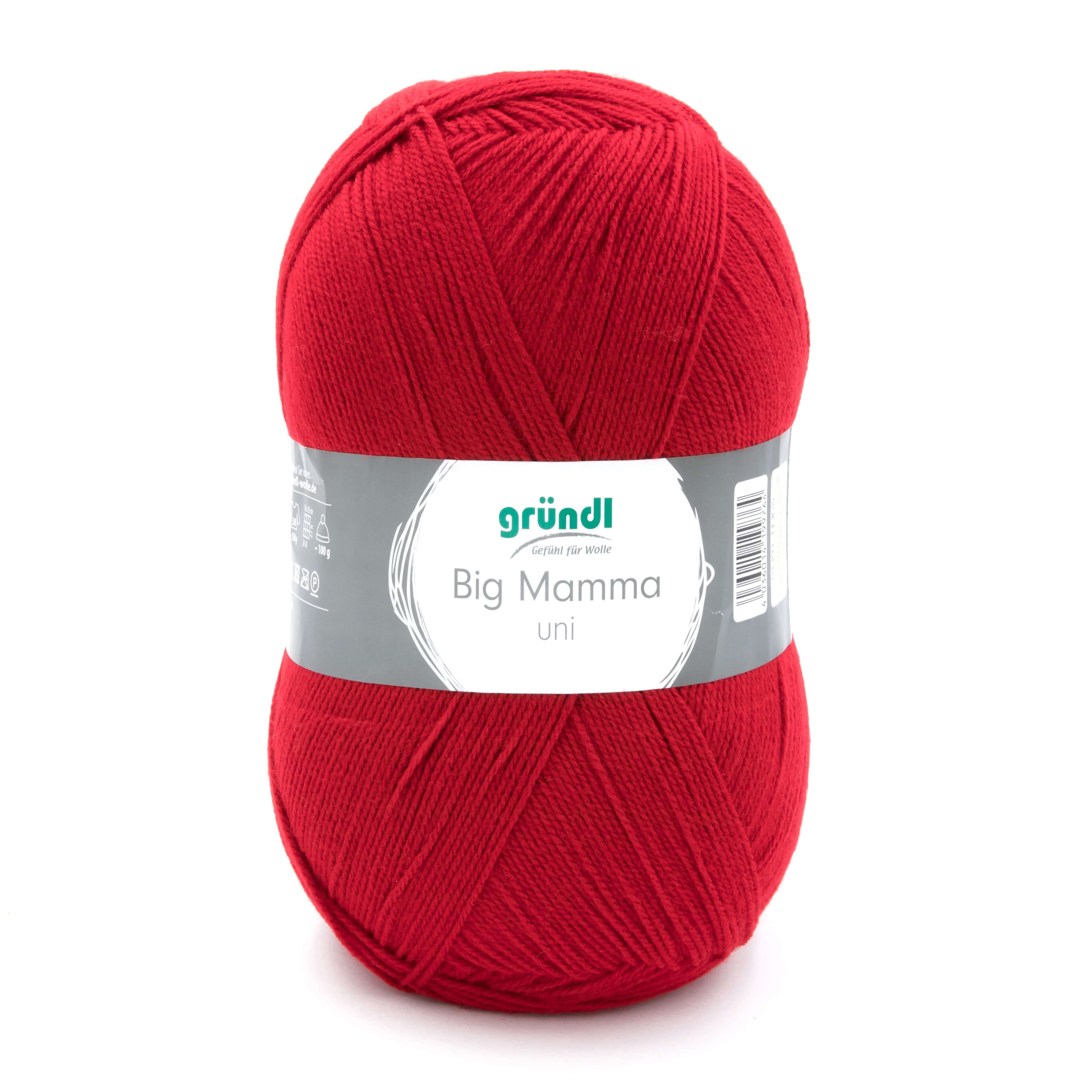 Gründl Wolle 400g Big Mamma uni Großknäuel Strickgarn Häkelgarn Häkelwolle, 1040,00 m (Wolle zum Stricken und Häkeln, pflegeleicht, waschbar, schnell trocknend, wollartiger Charakter), Wolle ohne Schurwolle