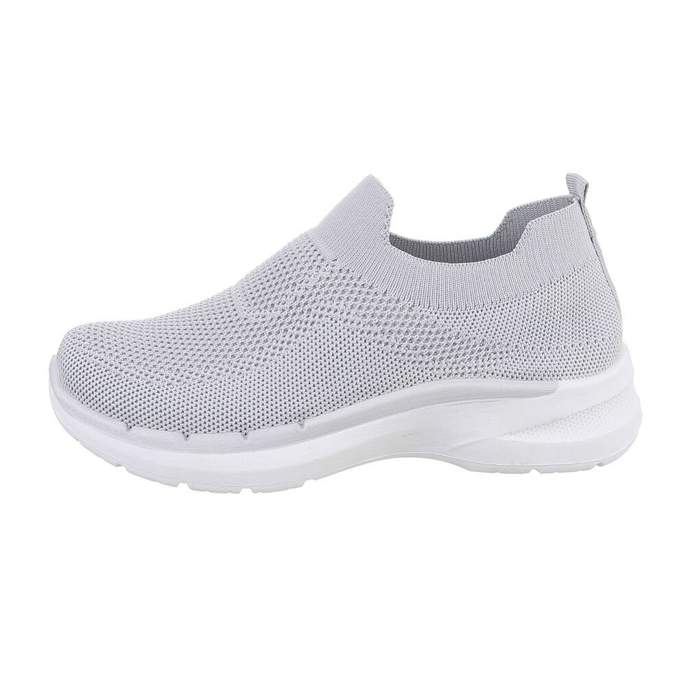 Damen Sneaker Low-Top Ital-Design Low Grau Freizeit Flach in Sneakers