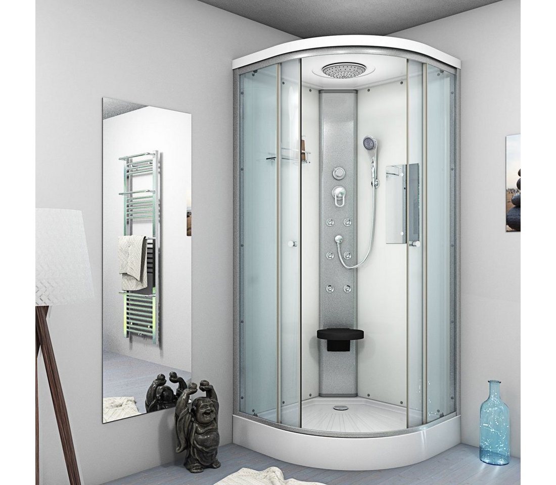 Thumbnail - AcquaVapore Komplettdusche Dusche Fertigdusche D10-20T0-ALL Weiß 100x100, Sicherheitsglas ESG, inklusive Duschwanne, Höh...