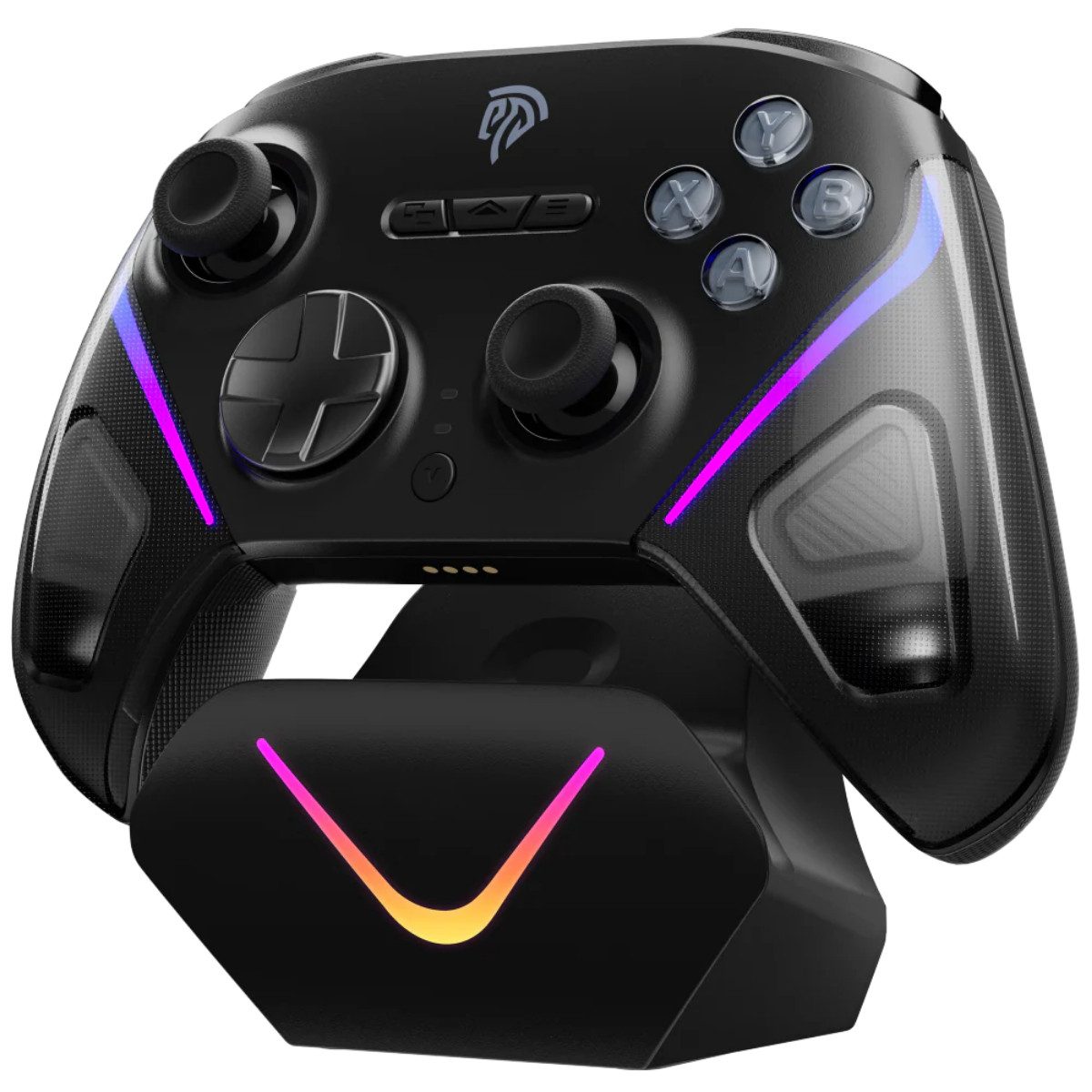 EasySMX D10 Wireless mit Ladestation & RGB-Beleuchtung Gaming-Controller (TMR-Joysticks und Ladestation mit Autoreconnect)