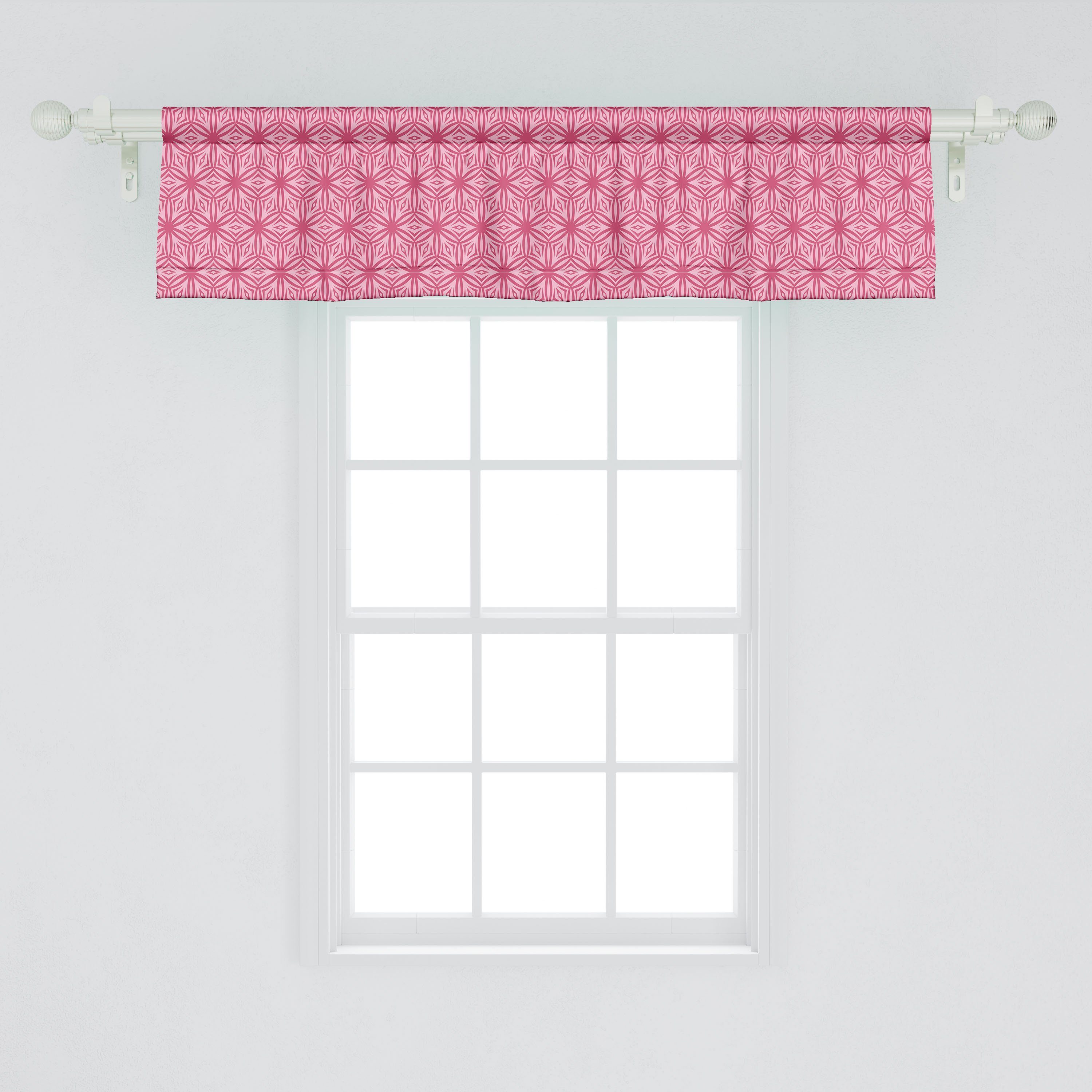 Monochrome Scheibengardine Rosa Küche für Abakuhaus, Volant Stangentasche, Vorhang Dekor Schlafzimmer Microfaser, Damast mit Blumen-Kunst