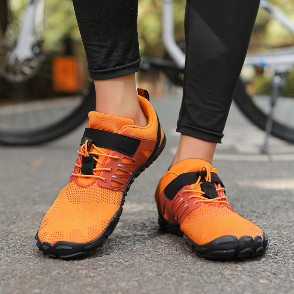 Casual (Fitnessschuhe und Strapazierfähig Barfußschuh für Bergsteiger rutschfest, Atmungsaktiv und Outdoor bequem und Barfußschuhe) orange Wanderer, HUSKSWARE