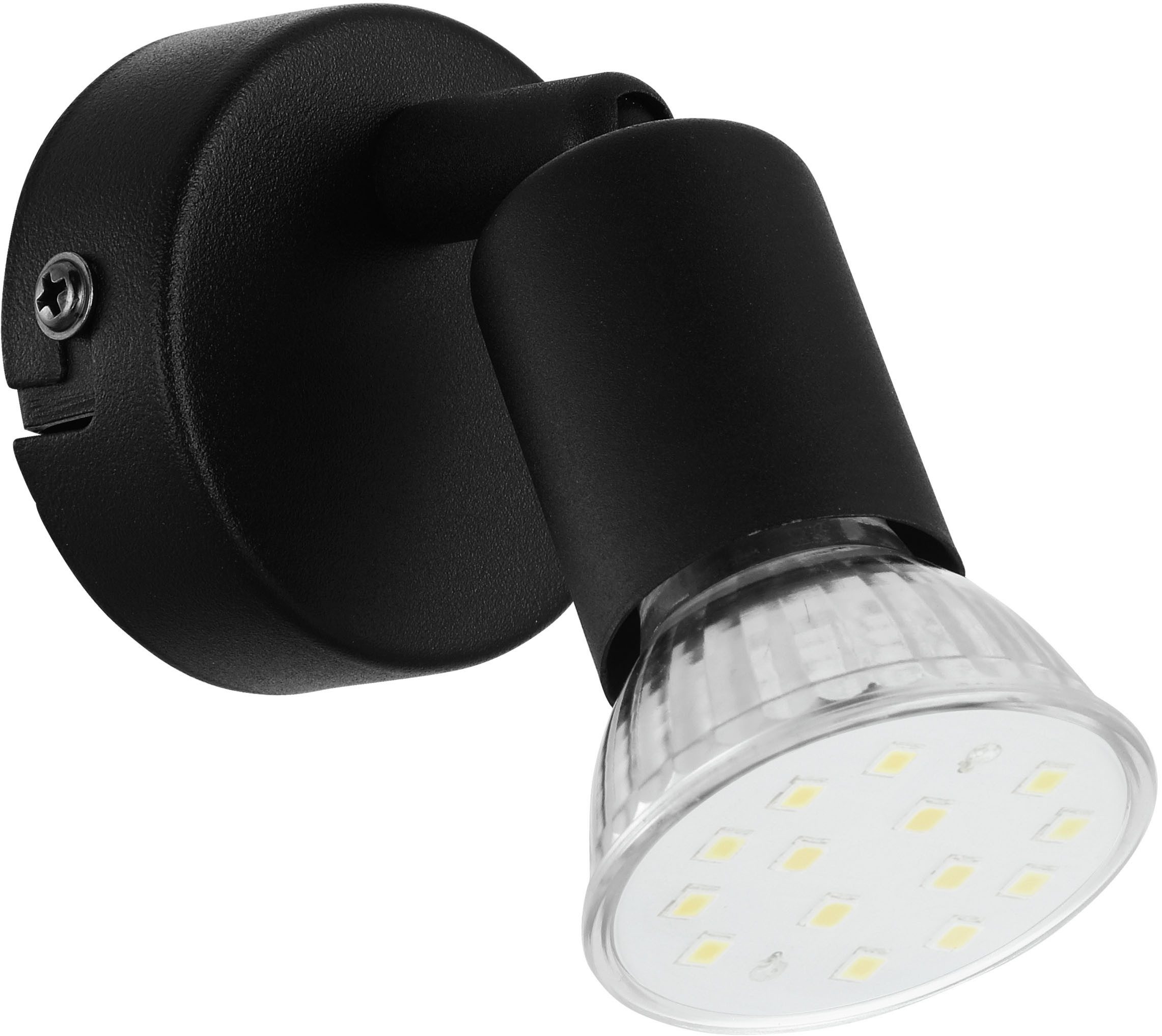 EGLO Deckenspot BUZZ-LED Spotlampe - Stahl - GU10 - 1X2,8W - IP20, Leuchtmittel wechselbar, Wandleuchte, Wandspot, schwenkbar, Strahler, Ø6 cm