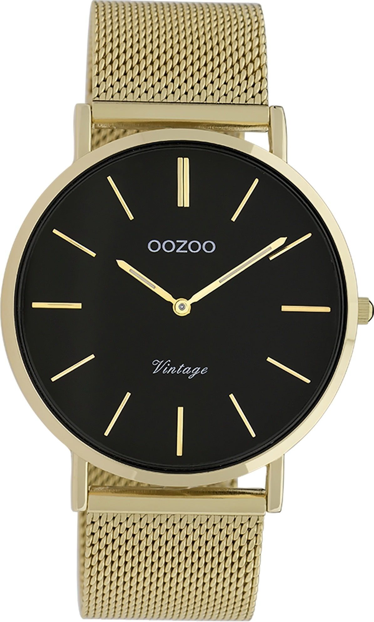 OOZOO Quarzuhr Oozoo Herren Armbanduhr gold Analog, Herrenuhr rund, groß (ca. 40mm) Edelstahlarmband, Fashion-Style