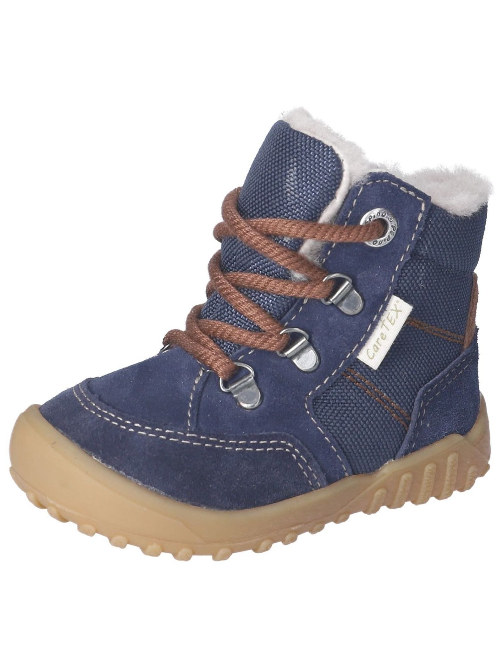 Stiefelette Leder/Textil . Schnürstiefelette