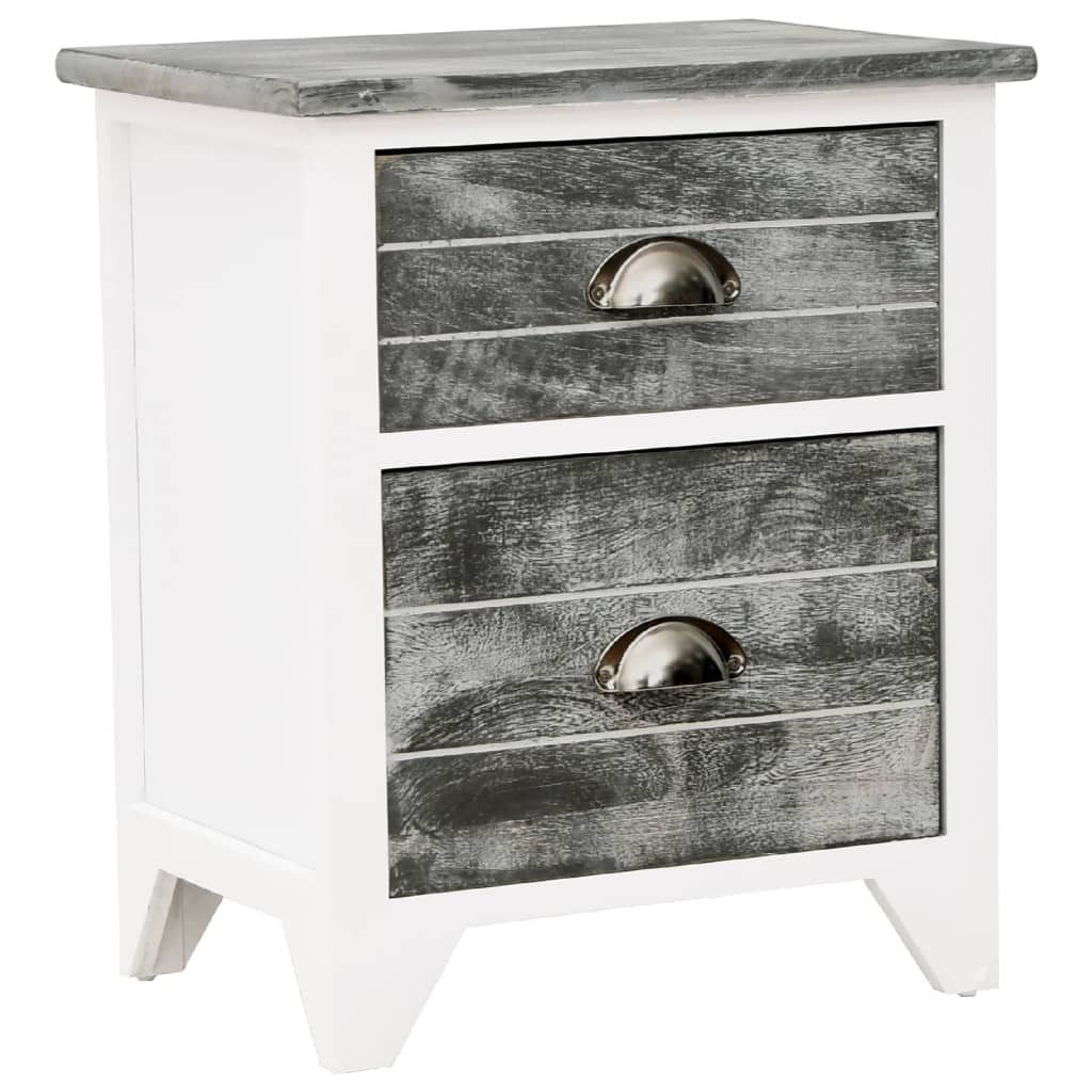 vidaXL Nachttisch Nachttisch Grau und Weiß 38x28x45 cm Paulownia-Holz (1-St)