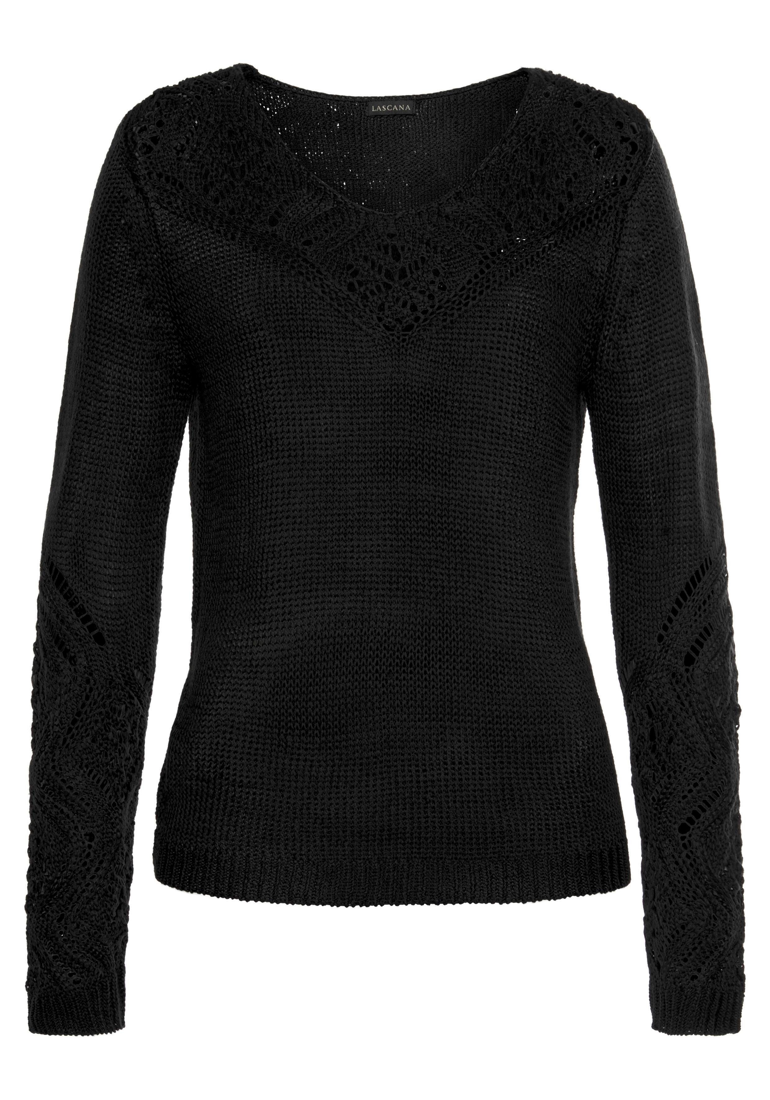 LASCANA Strandpullover schwarz