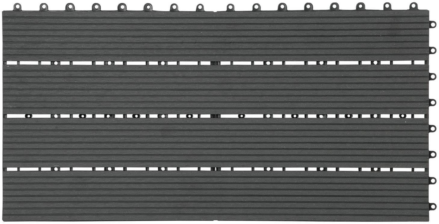 12 Terrassendielen mit Holz-Optik klicksystem WPC-Fliesen, 30x60cm St., Woltu anthrazit