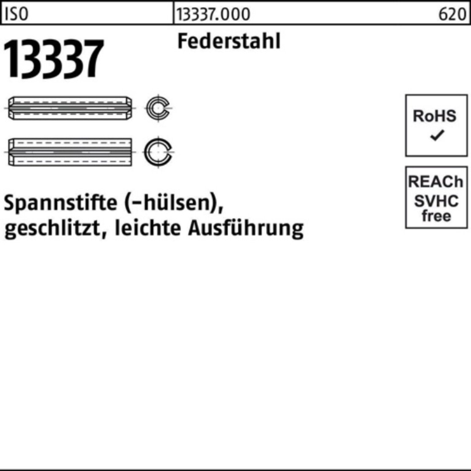 Reyher Spannstift 100er Pack lei ISO 26 geschlitzt Federstahl 12x 13337 Spannstifthülse