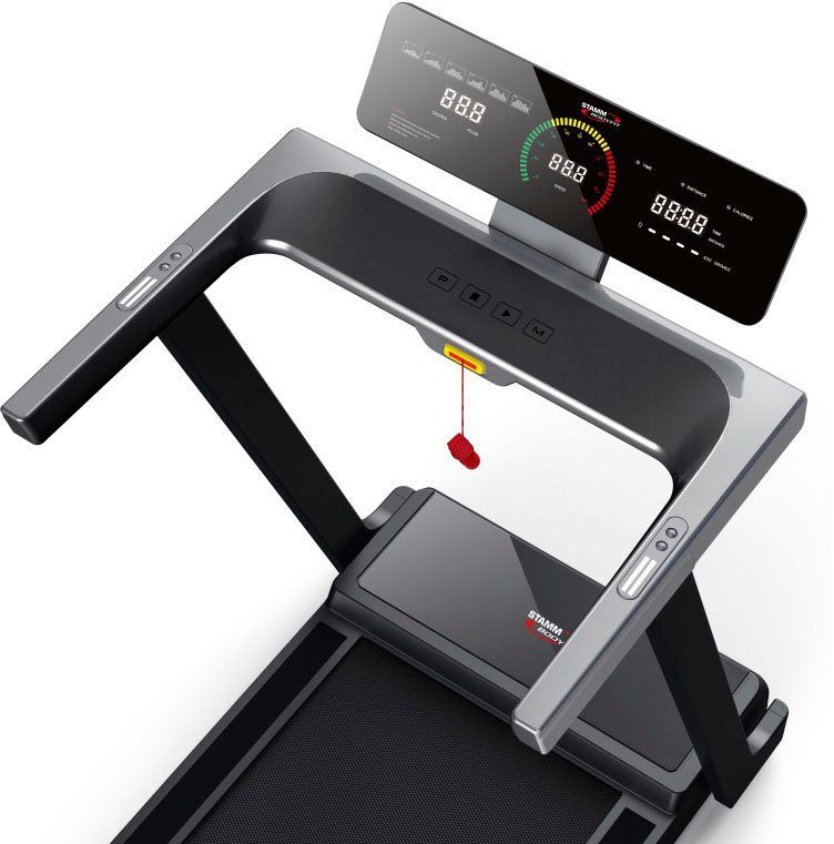 STAMM BODYFIT Laufband TRACK ORION 06 (mit 40-Trainingsprogrammen und 3 extra großen LED-Anzeigen), bis max. 16 km/h, klappbar, mit Steigung, 120 kg max. Benutzergewicht