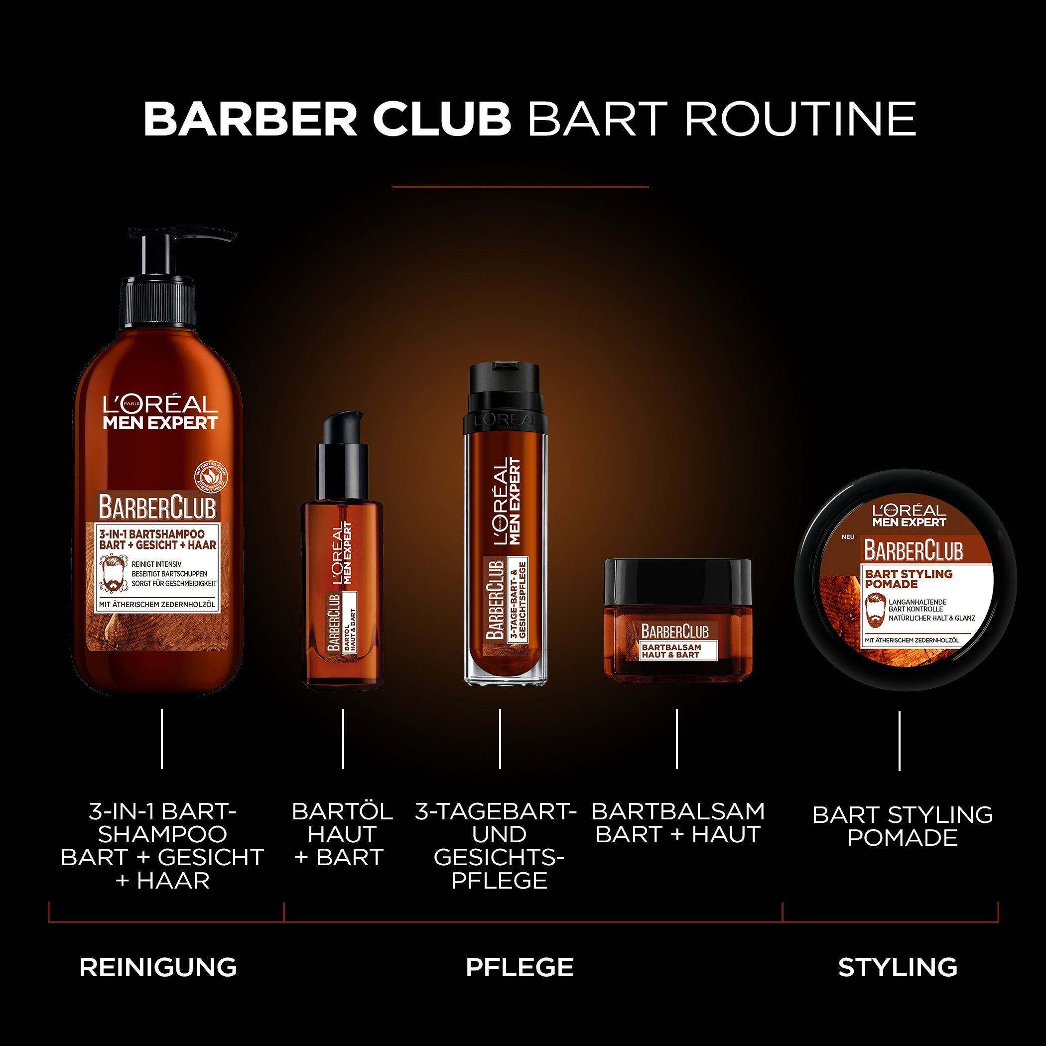 Barber L'ORÉAL Club, MEN Juckreiz; Bart EXPERT PARIS ohne mit Bartöl gepflegter Zedernholzöl