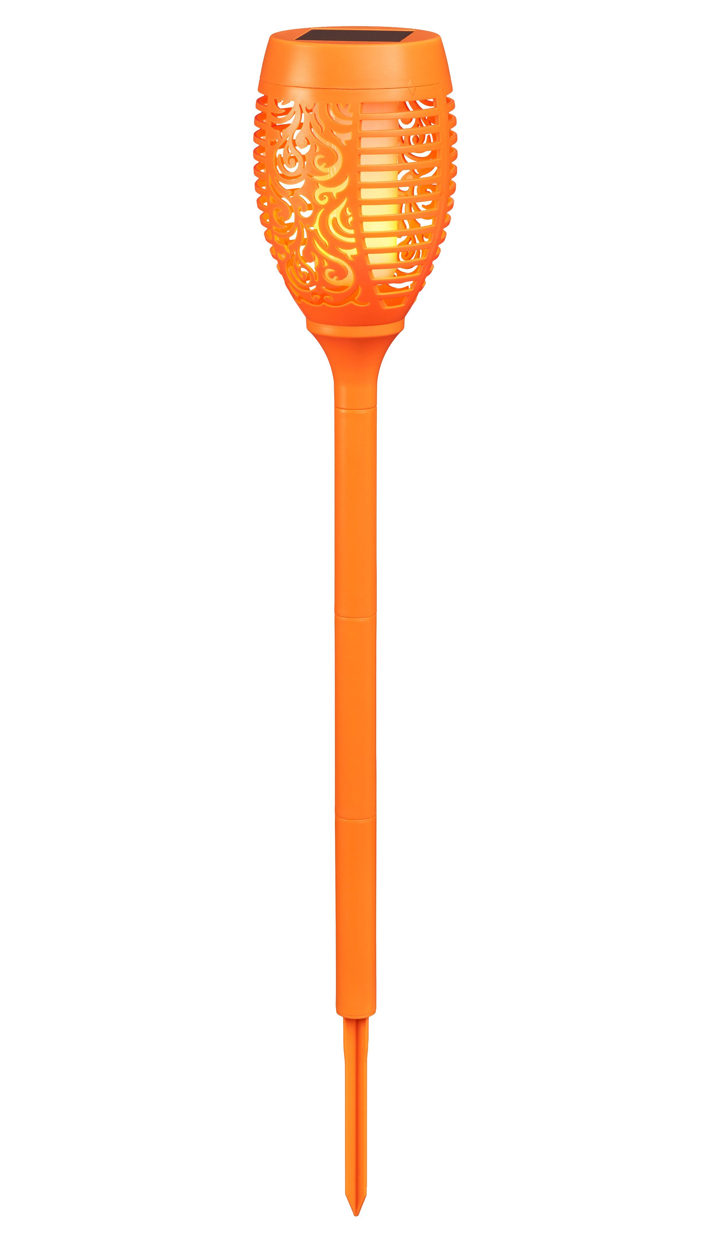 hoch, orange bunt bunte für bunt, Gartenfackel mit integriert, LED ca. kamelshopping Außen, Flammeneffekt, wasserdicht, Solarleuchten 72 cm fest Dämmerungssensor, Gartenfackel LED