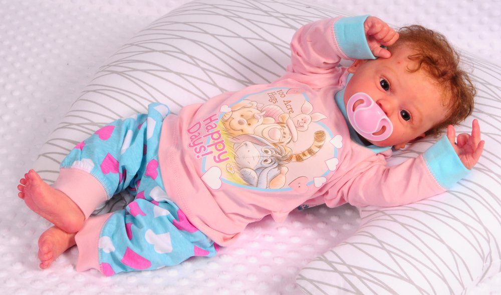 Pyjama Schlafanzug Hose Langarmshirt für Babys und Kinder in Rosa Türkis aus Baumwolle, 62 68 74 80 86 92 98 104