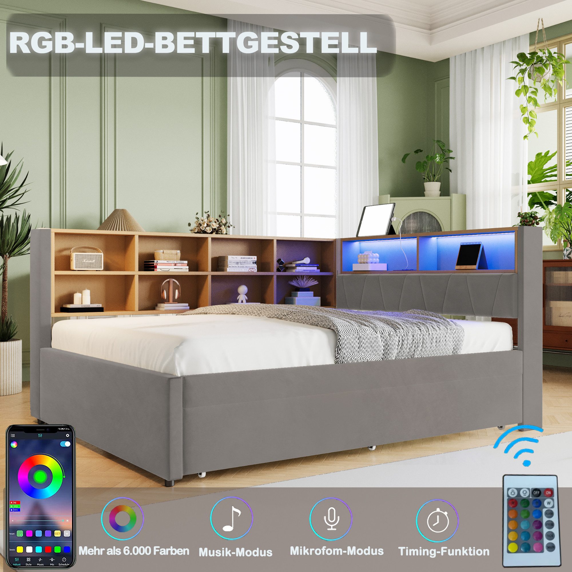 STILVORA Schlafsofa Polsterbett 140×200 mit Ausziehbett günstig online kaufen