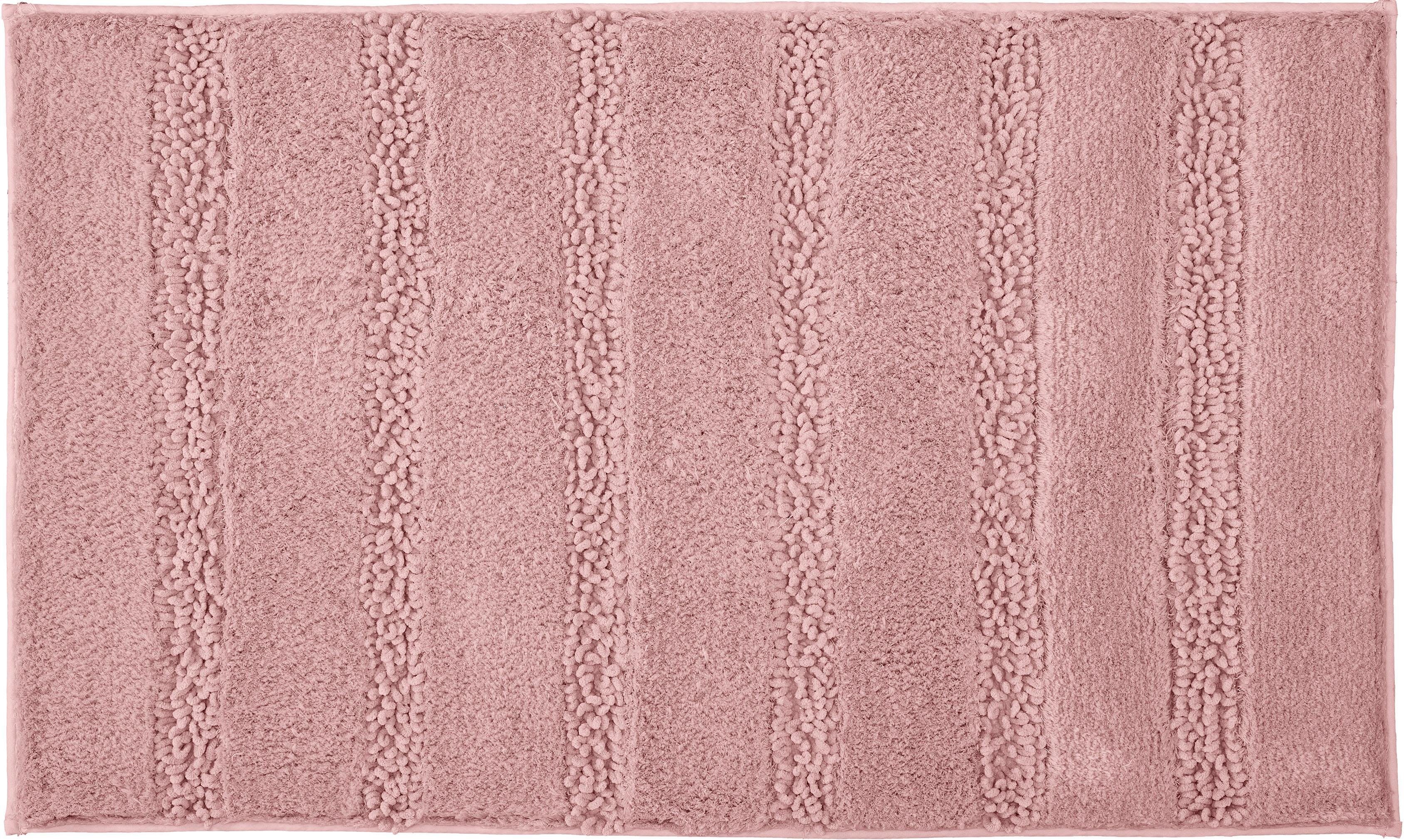 Kleine Wolke Badematte Monrovia, Höhe 23 mm, rutschhemmend beschichtet, fußbodenheizungsgeeignet, Kunstfaser, quadratisch, Badteppich, Uni Farben, gestreift, aus Mikrofaser, waschbar