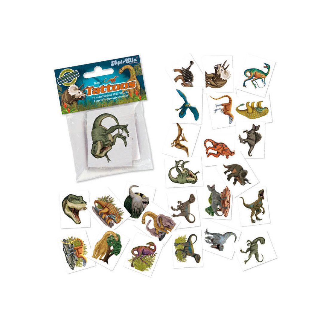 Partystrolche Kindertattoo Mini-Tattoo-Set T-Rex