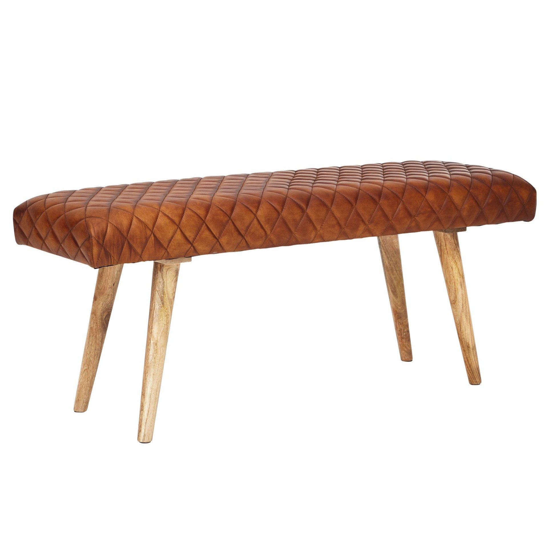 moebelfaktor Sitzbank Toftlund, Echtleder, Breite 115 cm, gepolstert, braun, Polsterbank, Landhaus