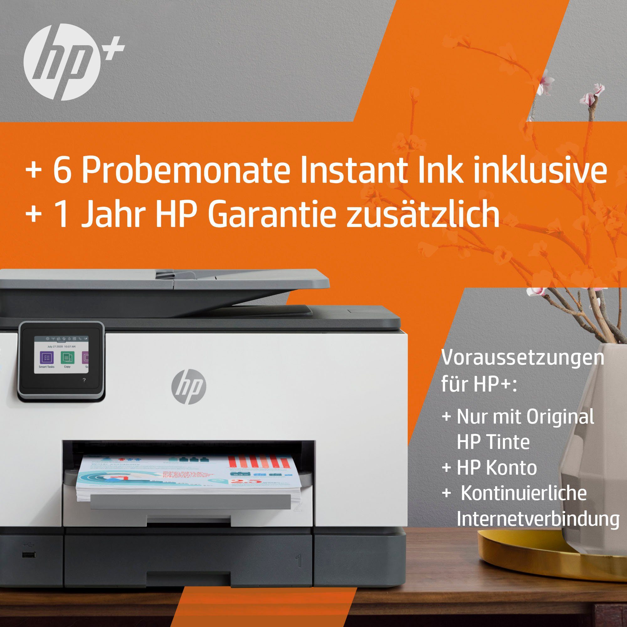 (Wi-Fi), Ink Instant A4 WLAN AiO 9022e color kompatibel) OfficeJet Pro HP+ HP (Ethernet), (LAN Multifunktionsdrucker,