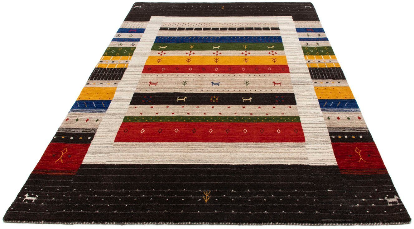 Wollteppich Loribaft Bordüre Multicolore 202 x 143 cm, morgenland, rechteckig, Höhe: 18 mm, Sehr weicher Flor | Kurzflor-Teppiche