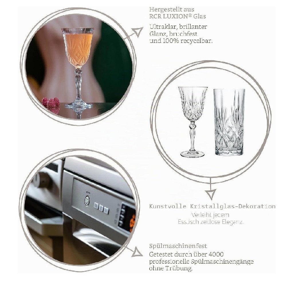 RCR Cocktailglas RCR Melodia Martiniglas 210 ml 6er Set, Kristallglas