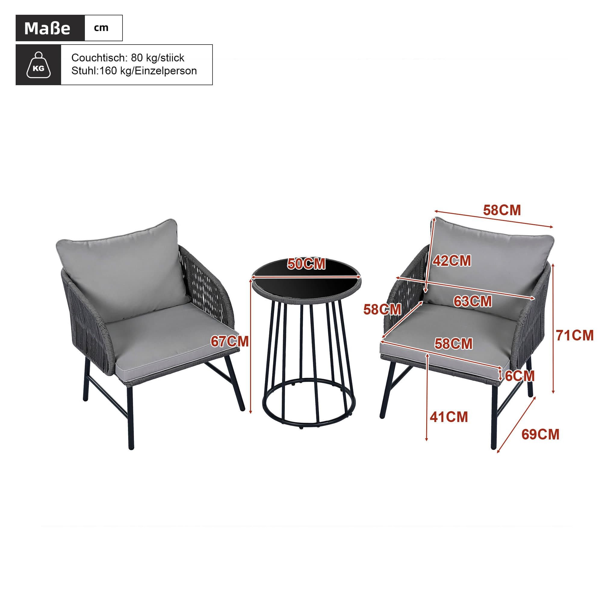 XDOVET Balkonset Balkonmöbel-Set Gartenmöbel-Set handgeflochtenes Seil günstig online kaufen