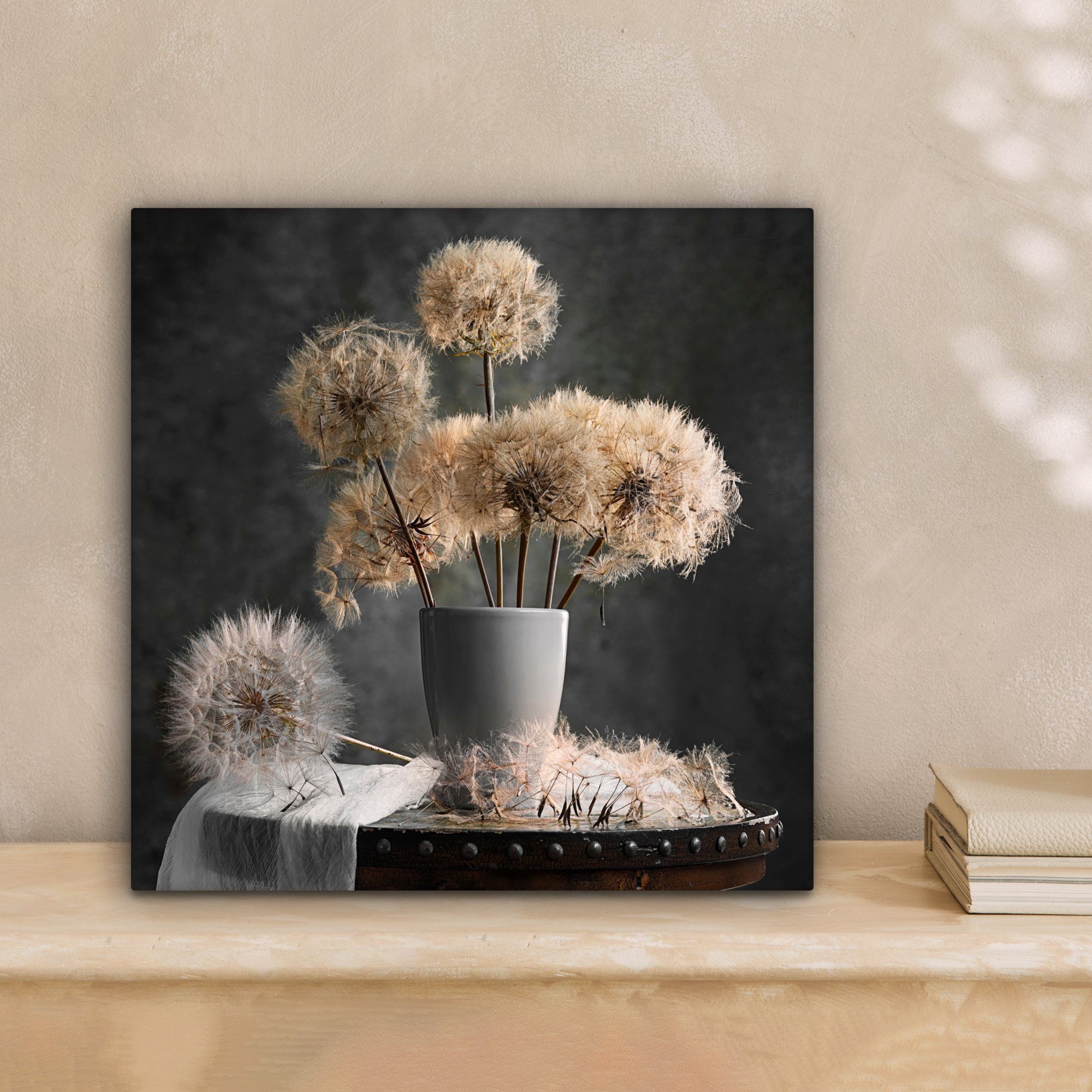 OneMillionCanvasses® Leinwandbild Blumensamen - Löwenzahn - Vase - Stillebe günstig online kaufen