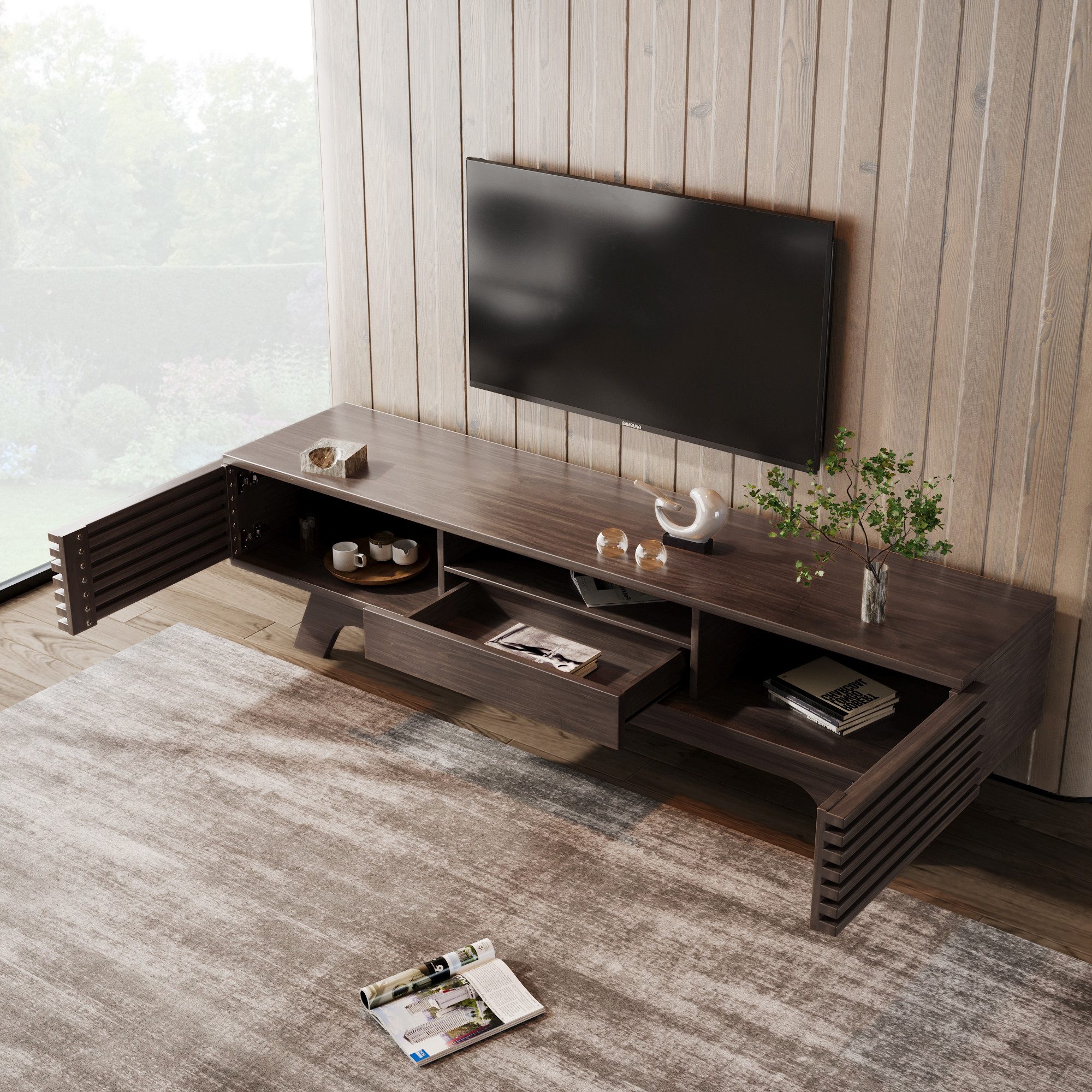 Odikalo TV-Schrank TV-Bank Fernsehschrank Lowboard Medienschrank günstig online kaufen