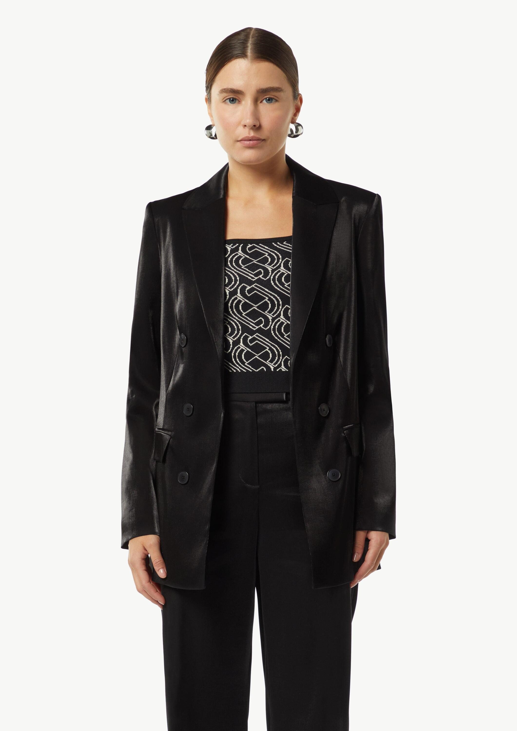 comma Jackenblazer Indoor-Blazer Glänzender Blazer mit Zierknöpfen