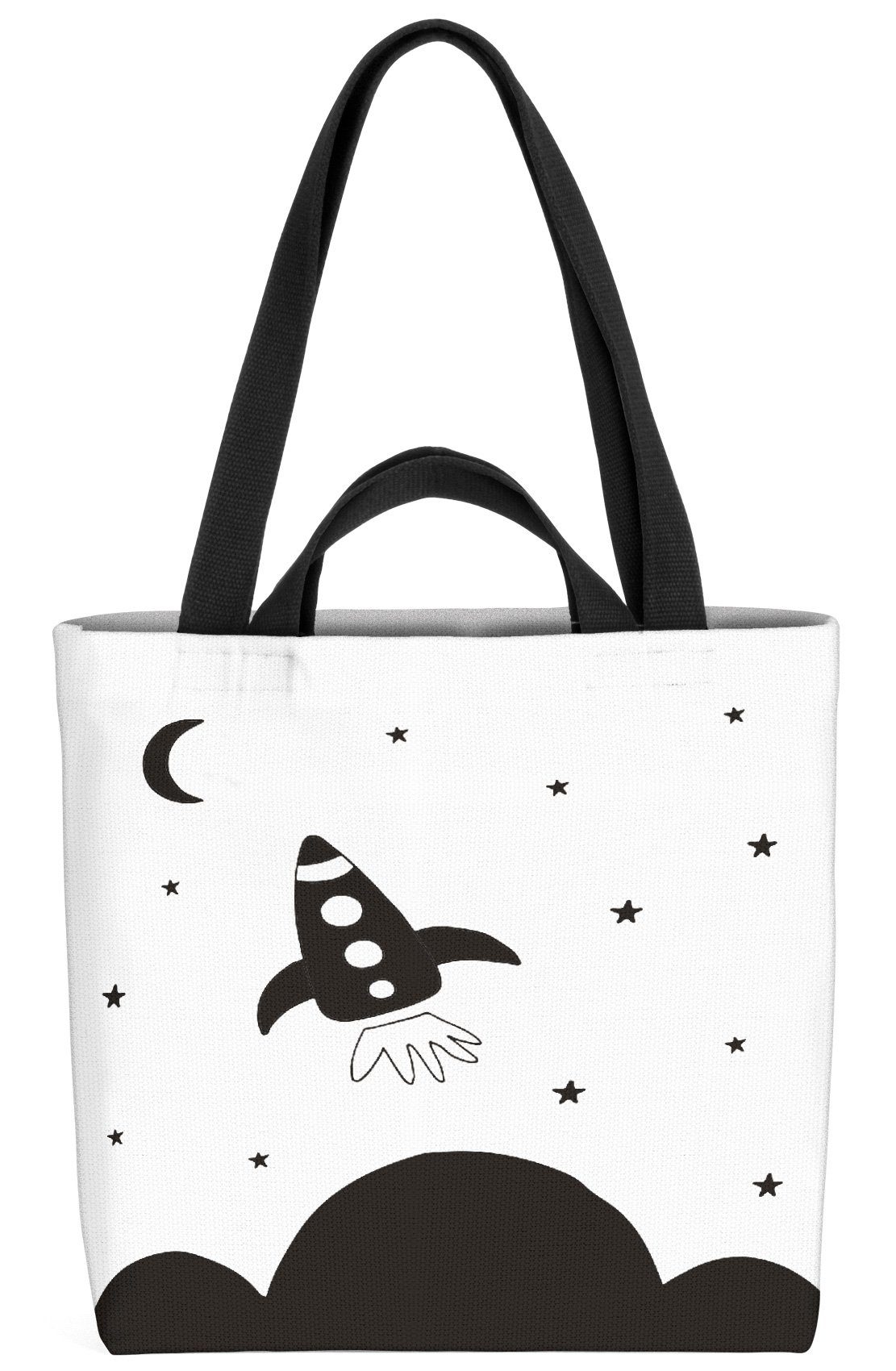 VOID Henkeltasche (1-tlg), Rakete Mond Himmel Rakete Mond Himmel Weltraum Weltall Astronaut Schl