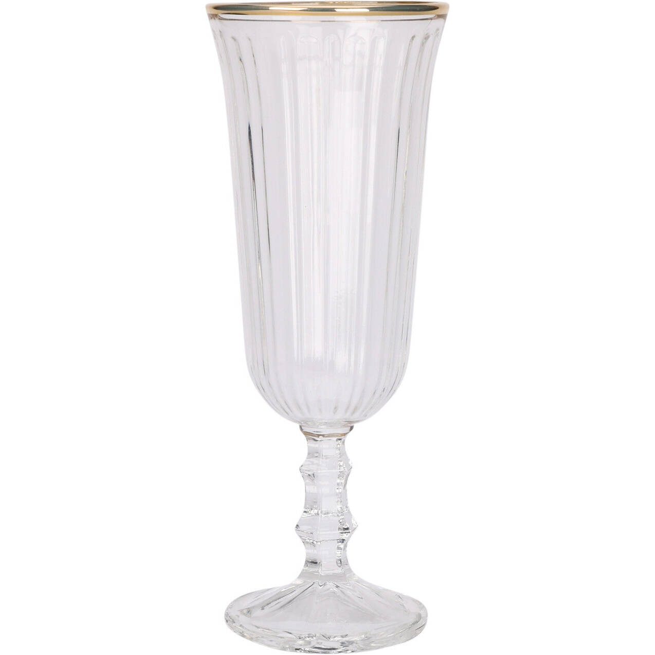 Excellent Houseware Weinglas Gestreifter Champagnerglas mit goldenem Rand, 120 ml, Glas