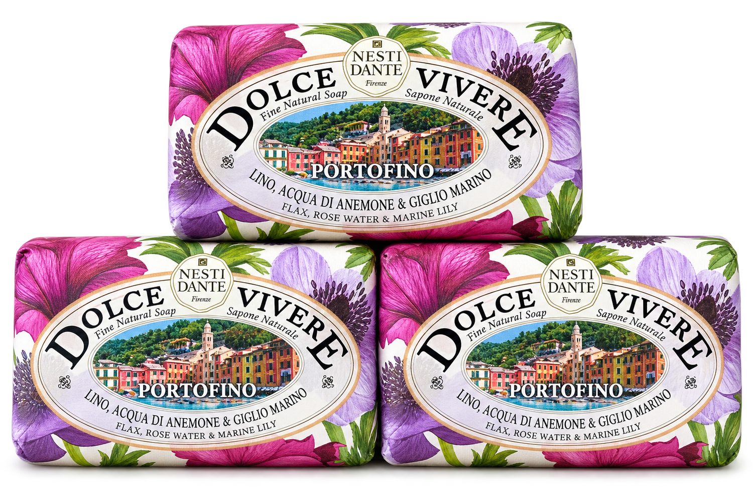 Nesti Dante Handseife Dolche Vivere Portofino, 3-tlg., Hand -und Körperseife mit feinem Duft 750 g