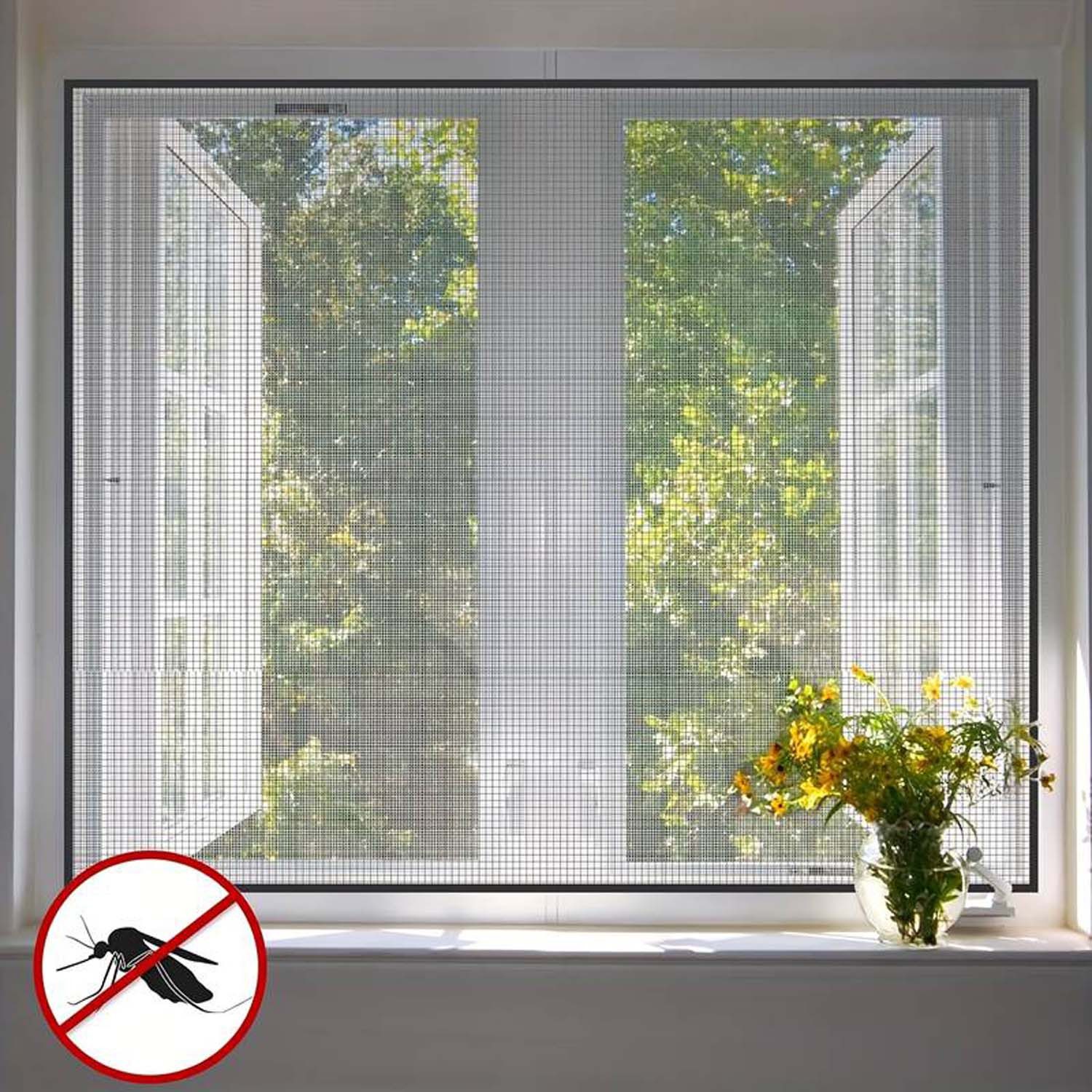 Agger Insektenschutz-Fensterrahmen 4st selbstklebende Fenster-Moskitonetze, Insektenschutzgitter – Bild 2 von 5