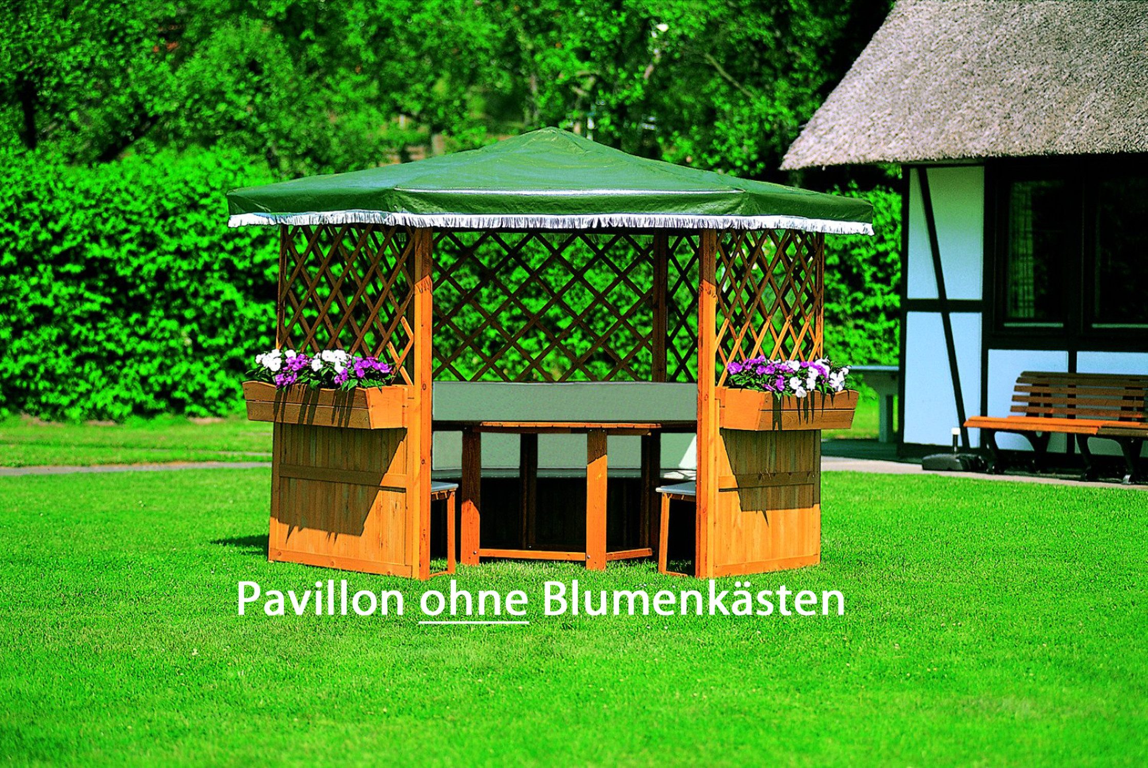 promadino Pavillon Marburg, (Set), BxT: 309x309 cm, inkl. Sitzgruppe und Brüstung