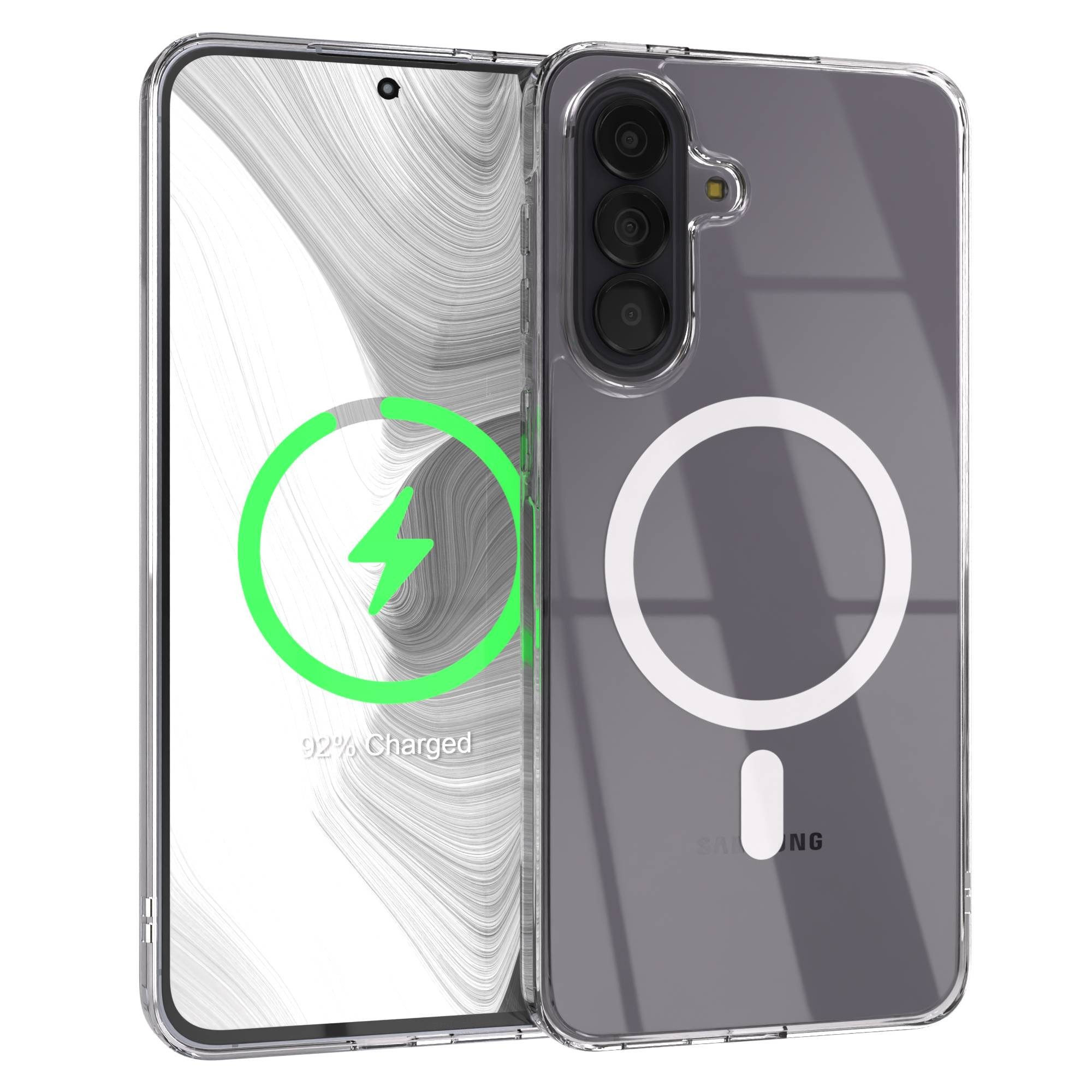 EAZY CASE Handyhülle Transparente Hülle mit MagSafe Samsung Galaxy A57 6,7 Zoll, Back Cover, Bumper Case, Handy Schutzhülle Kameraschutz, Durchsichtig