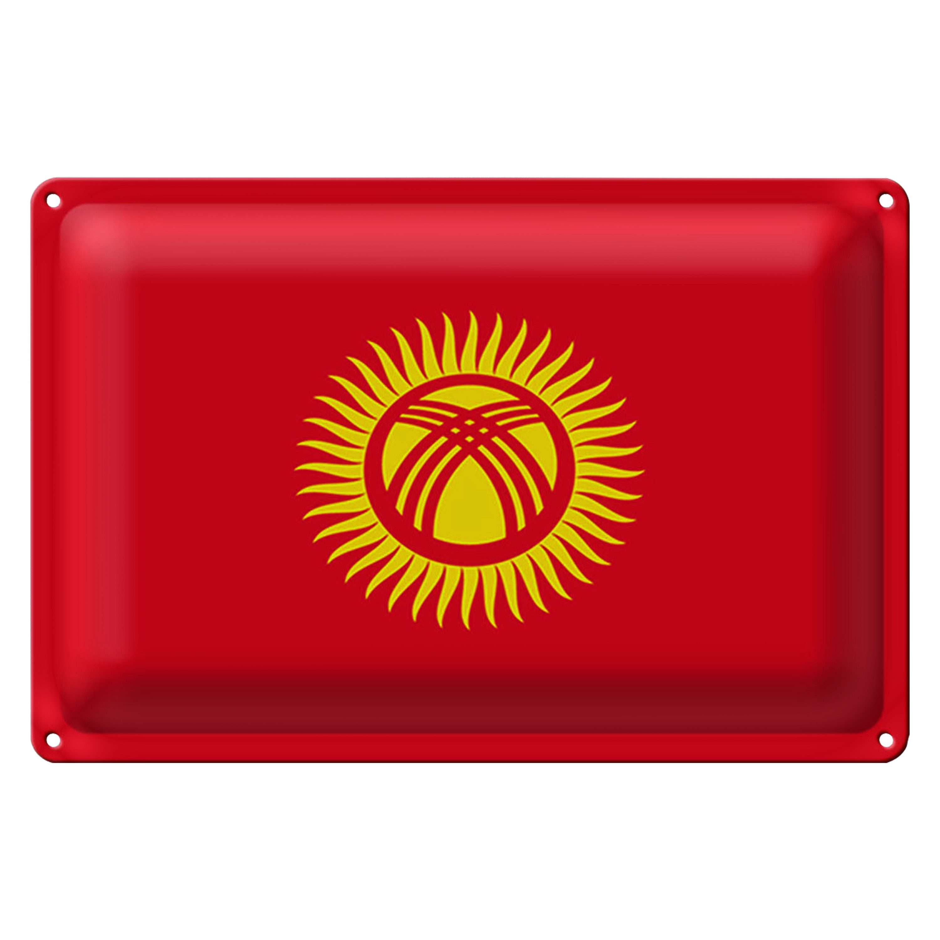 Roomando Metallschild Blechschild Flagge Kirgisistan 30x20cm Flag of Kyrgyzstan