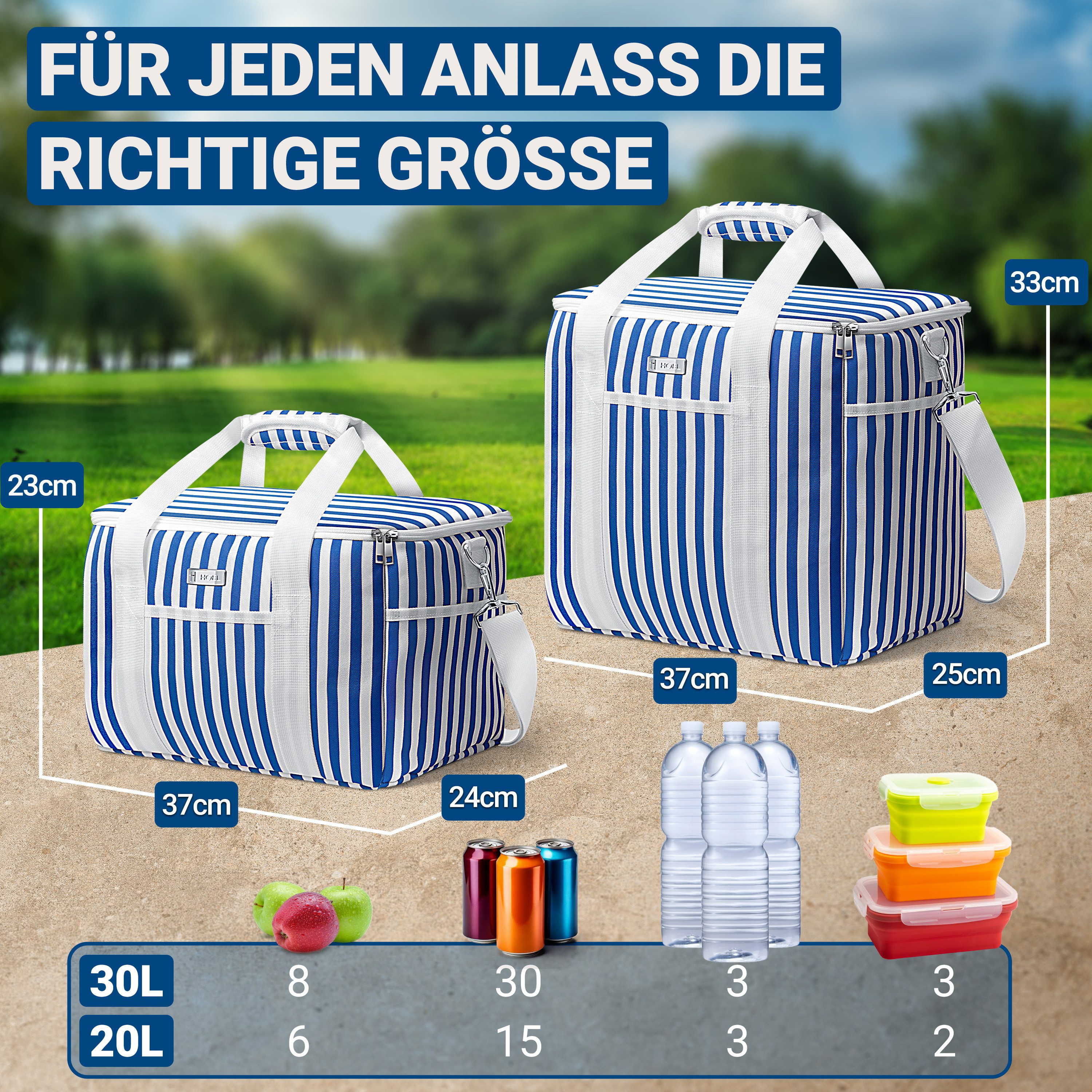 HOEL Kühltasche HOEL Kühltasche klein 20L & Gross 30L - Isoliertasche - Lunchtasche – Bild 5 von 5