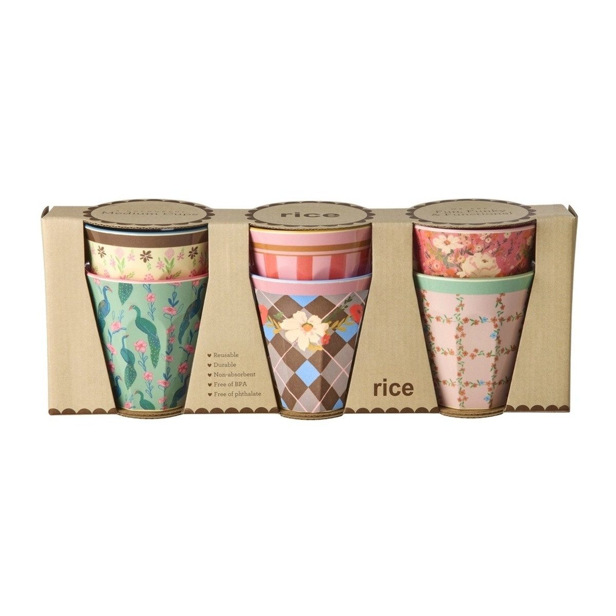 rice Becher Melaminbecher Set 6-teilig „All You Need is Love“ 160 ml 7,5 cm