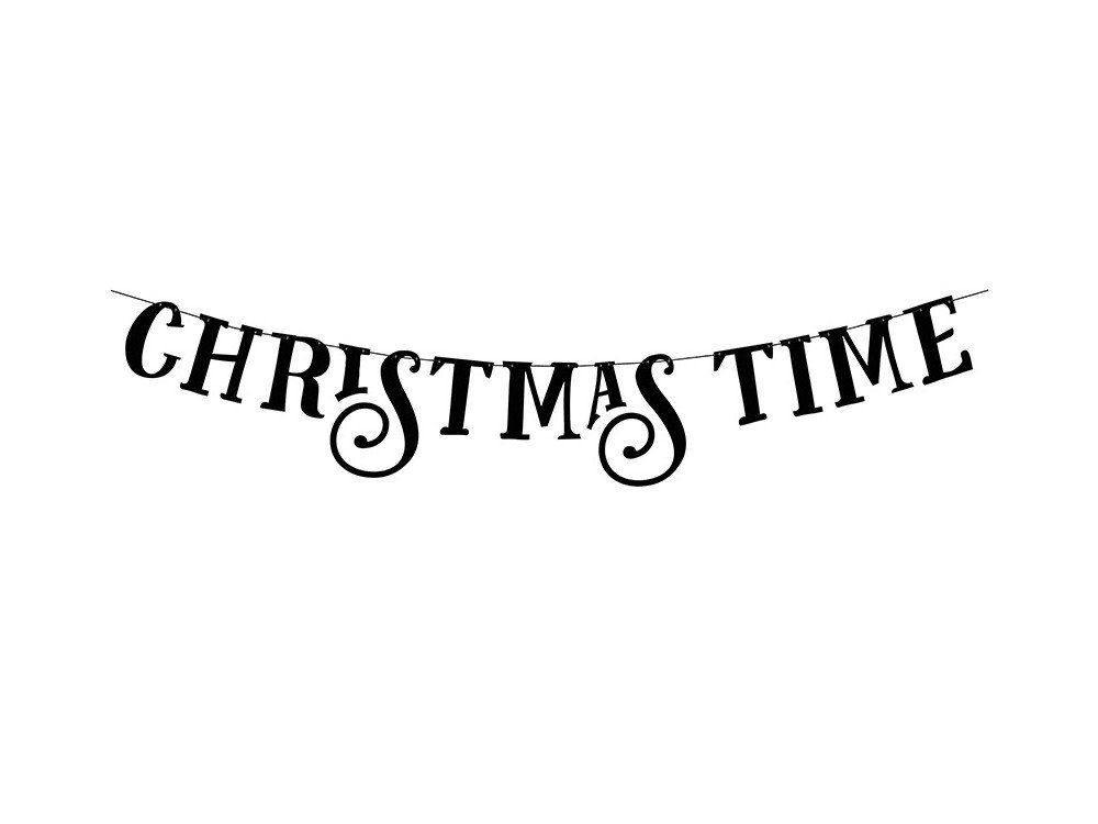 14x80cm Banner partydeco - Girlande Time - Christmas schwarz