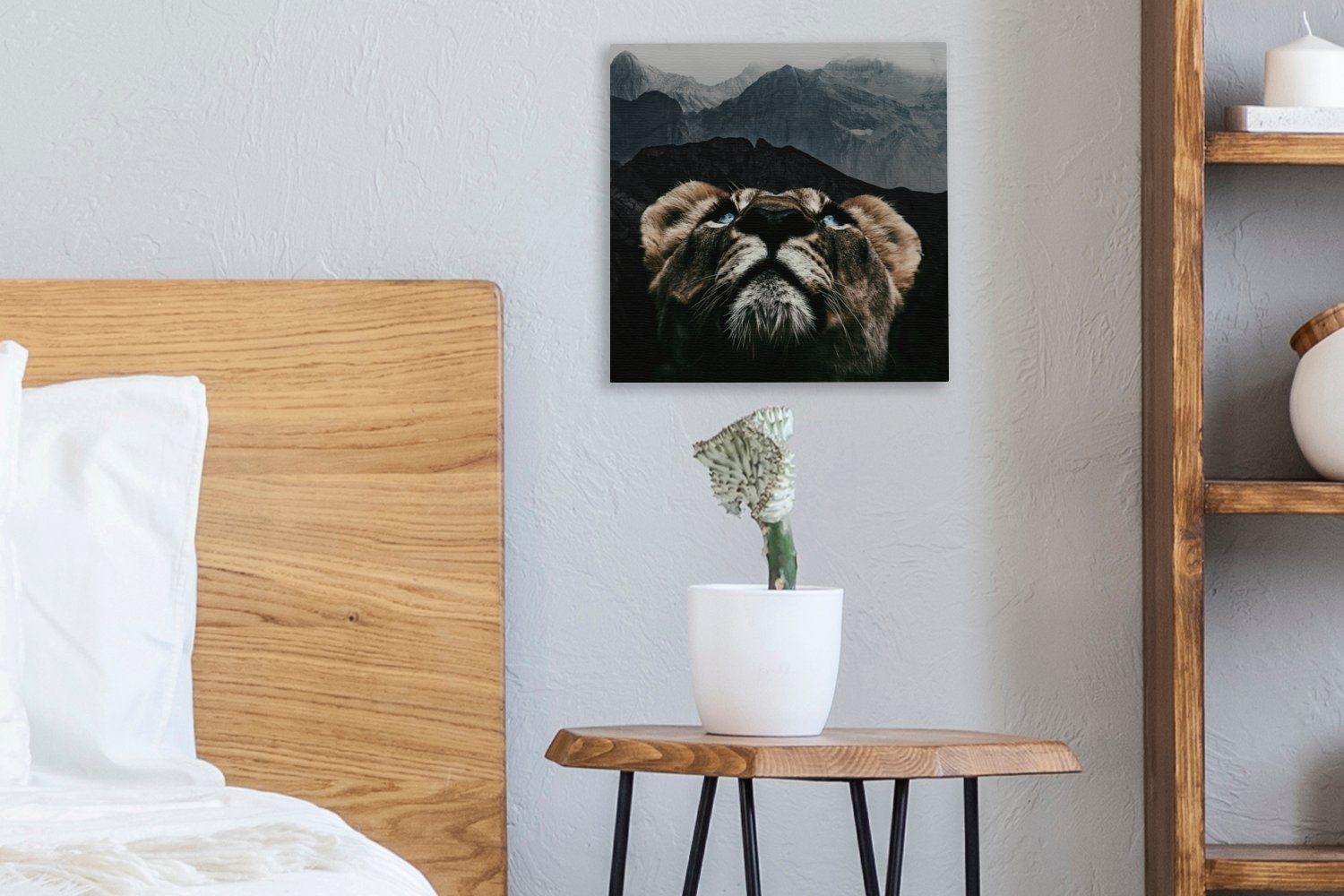 Tiger OneMillionCanvasses® - Tiere, (1 für Schlafzimmer Bilder - St), Wohnzimmer Berg Leinwandbild Leinwand